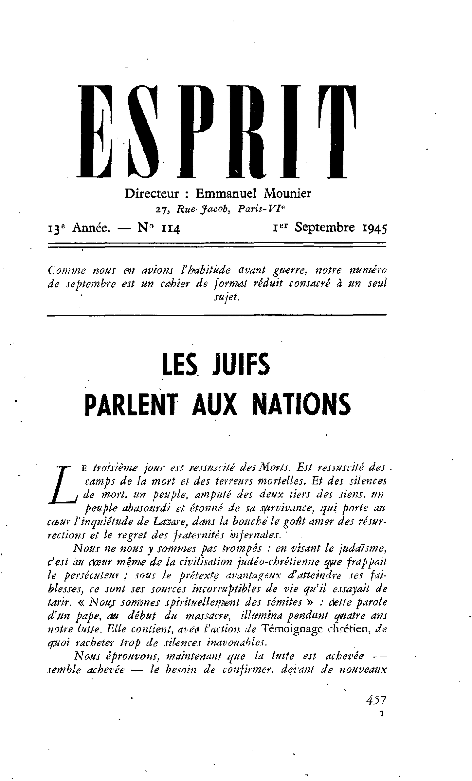 LES JUIFS PARLENT AUX NATIONS