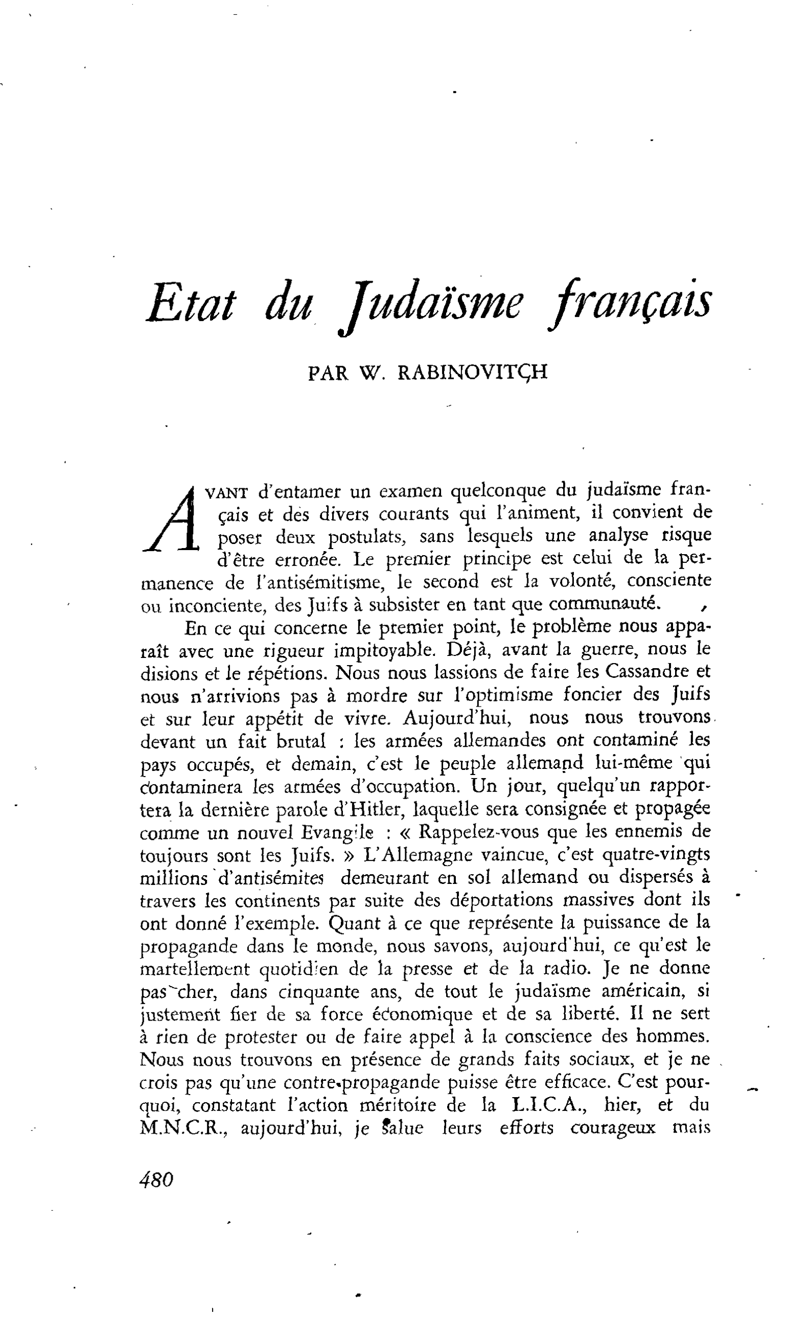 Etat du Judaïsme français