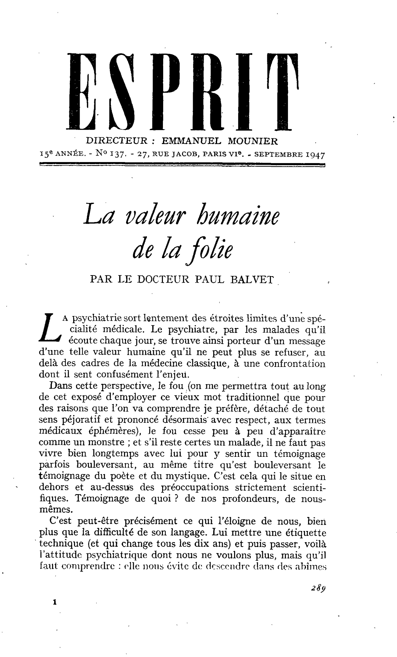 La valeur humaine de la folie