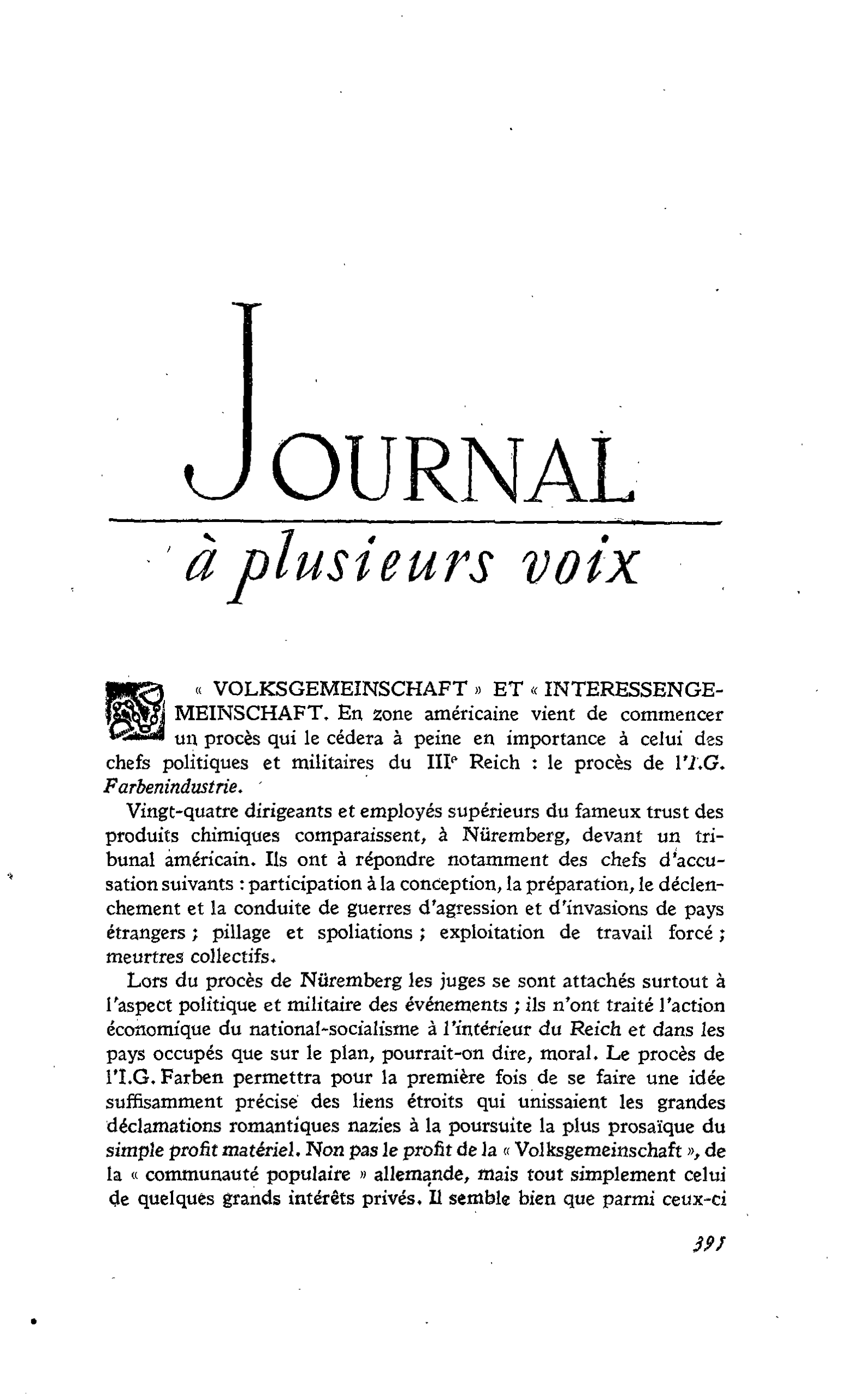 « VOLKSGEMEINSCHAFT » ET « INTERESSENGEMEINSCHAFT »