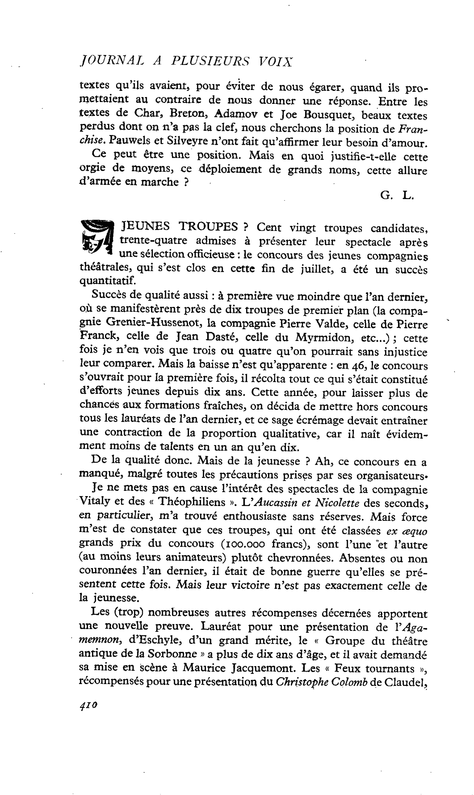 JEUNES TROUPES ?