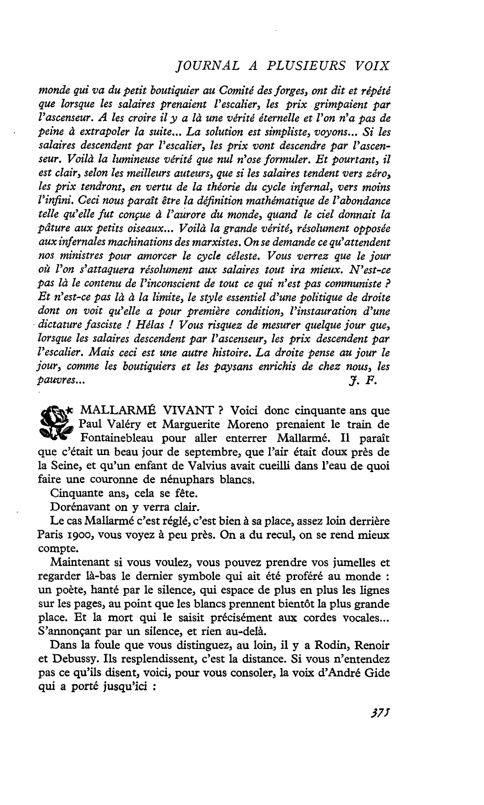 MALLARMÉ VIVANT ?