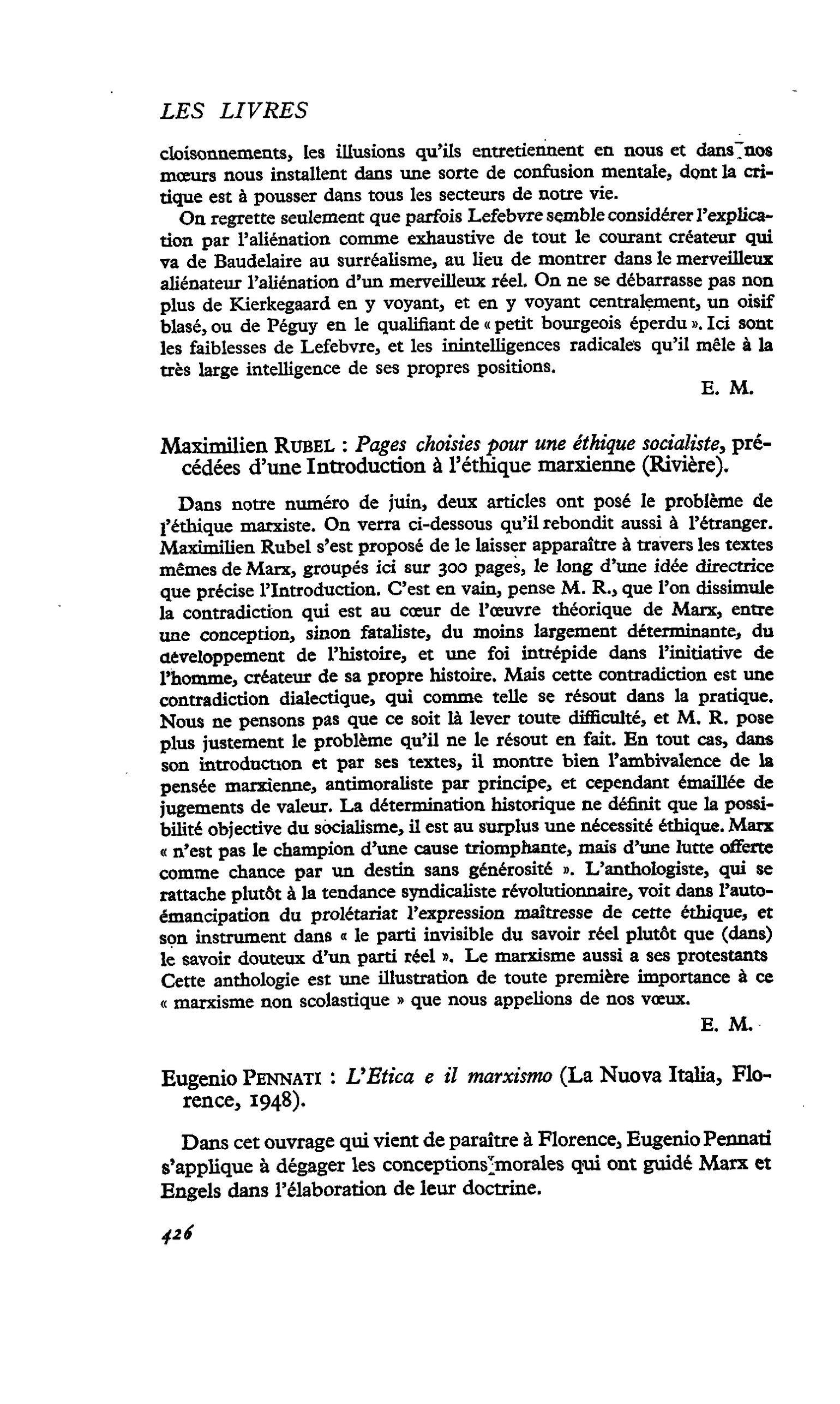 Maximilien Rubel : Pages choisies pour une éthique socialiste, précédées d’une Introduction à l’éthique marxienne