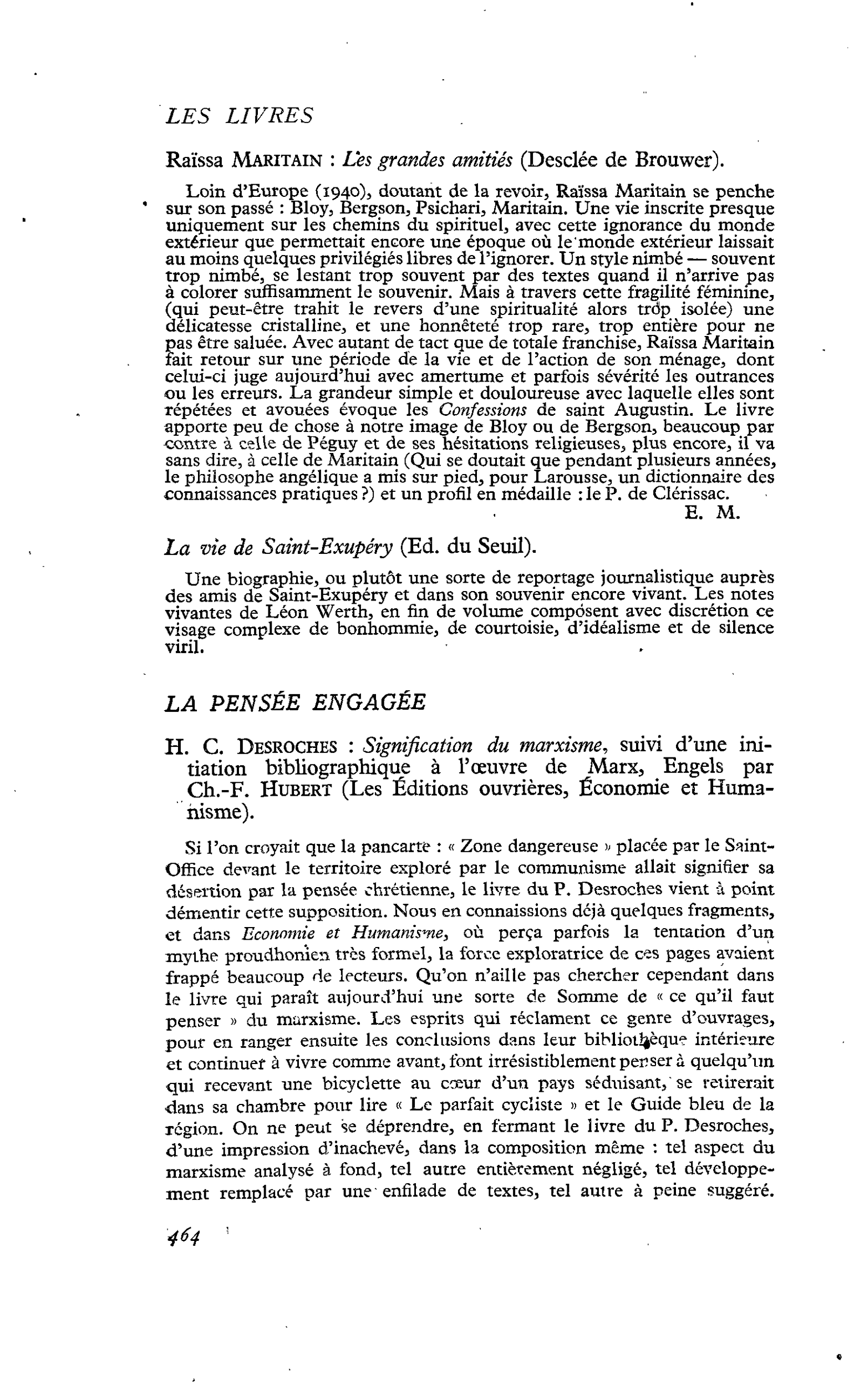 H. C. Desroches : Signification du marxisme, suivi d’une initiation bibliographique à l’oeuvre de Marx, Engels par Ch.-F. Hubert