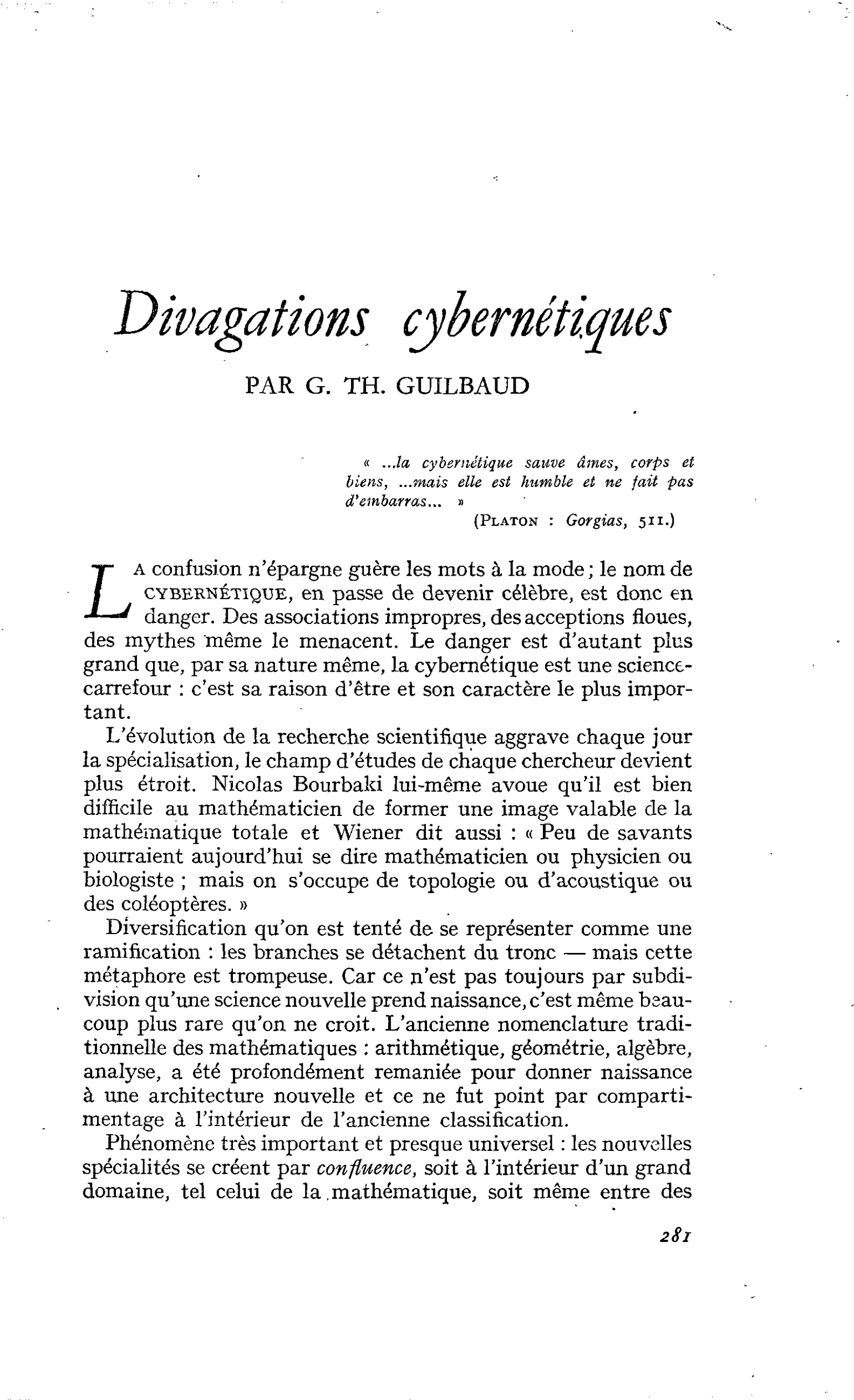 Divagations cybernétiques