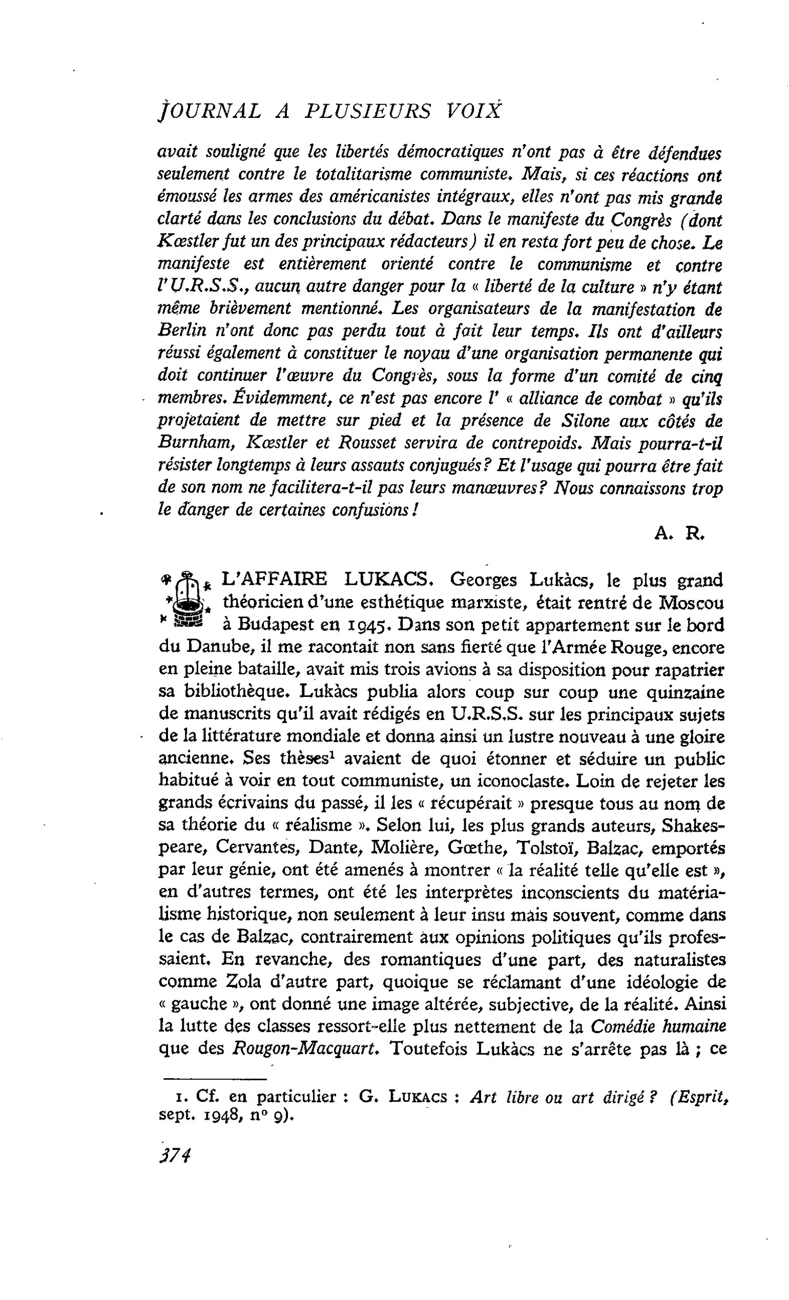 L’AFFAIRE LUKACS
