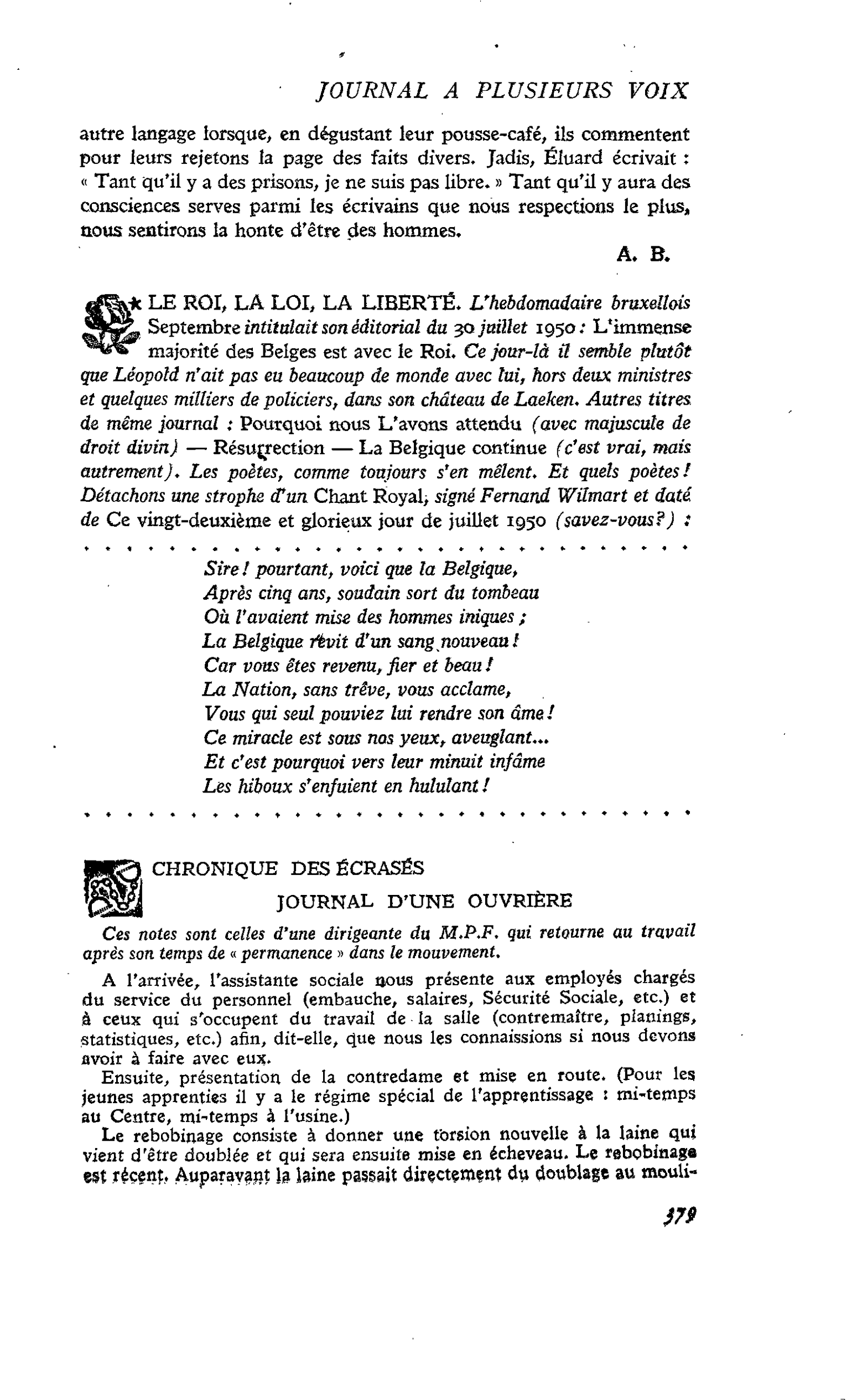 LE ROI, LA LOI, LA LIBERTÉ