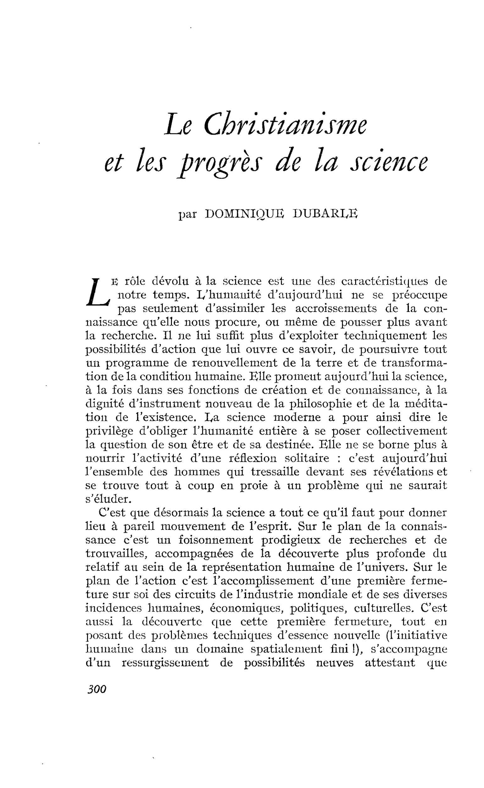 Le Christianisme et les progrès de la science