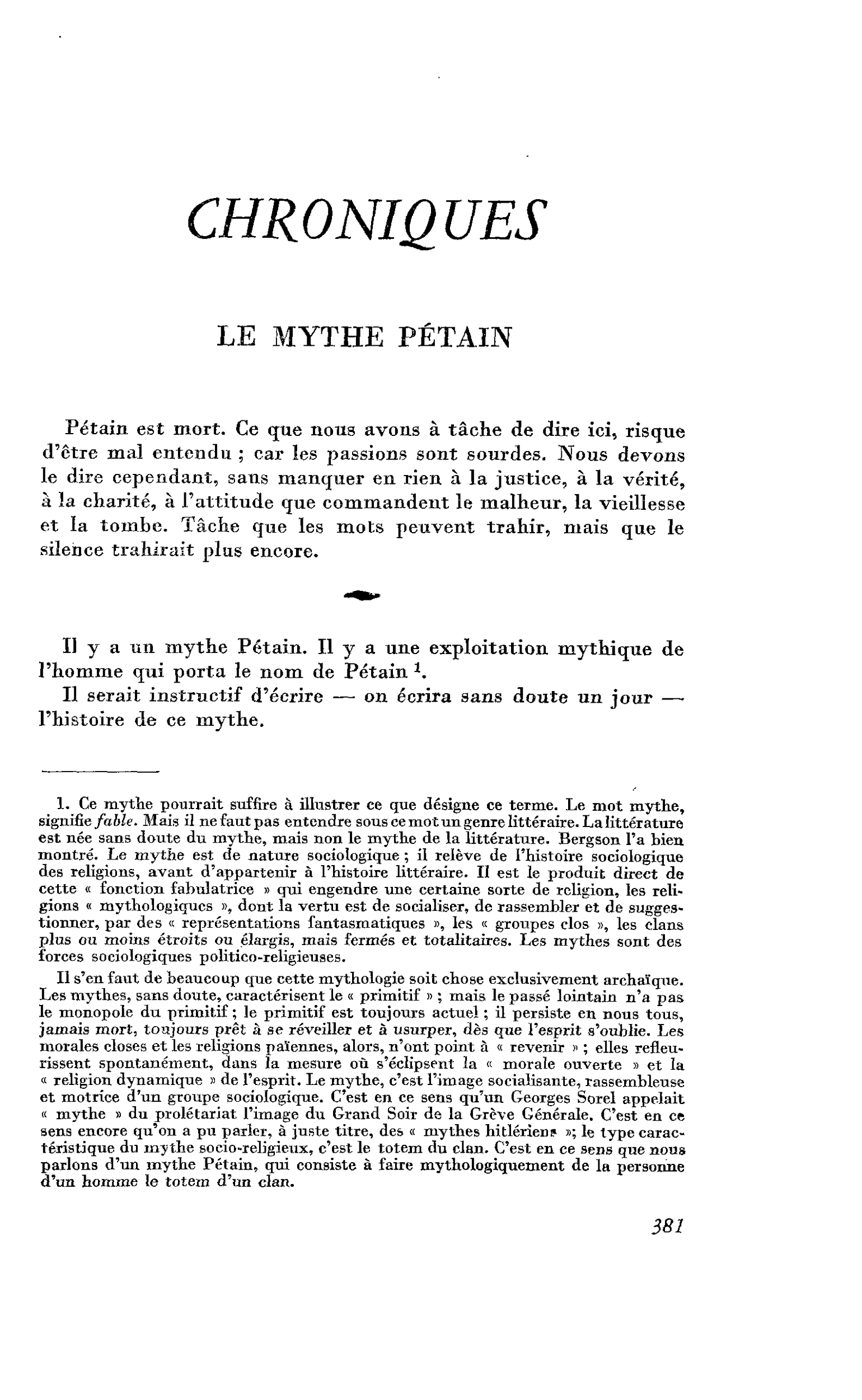 Le mythe Pétain