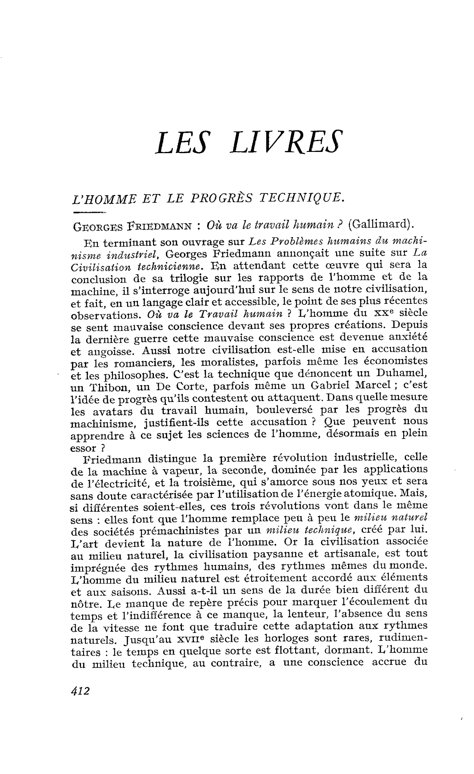 Georges Friedmann : Où va le travail humain ?