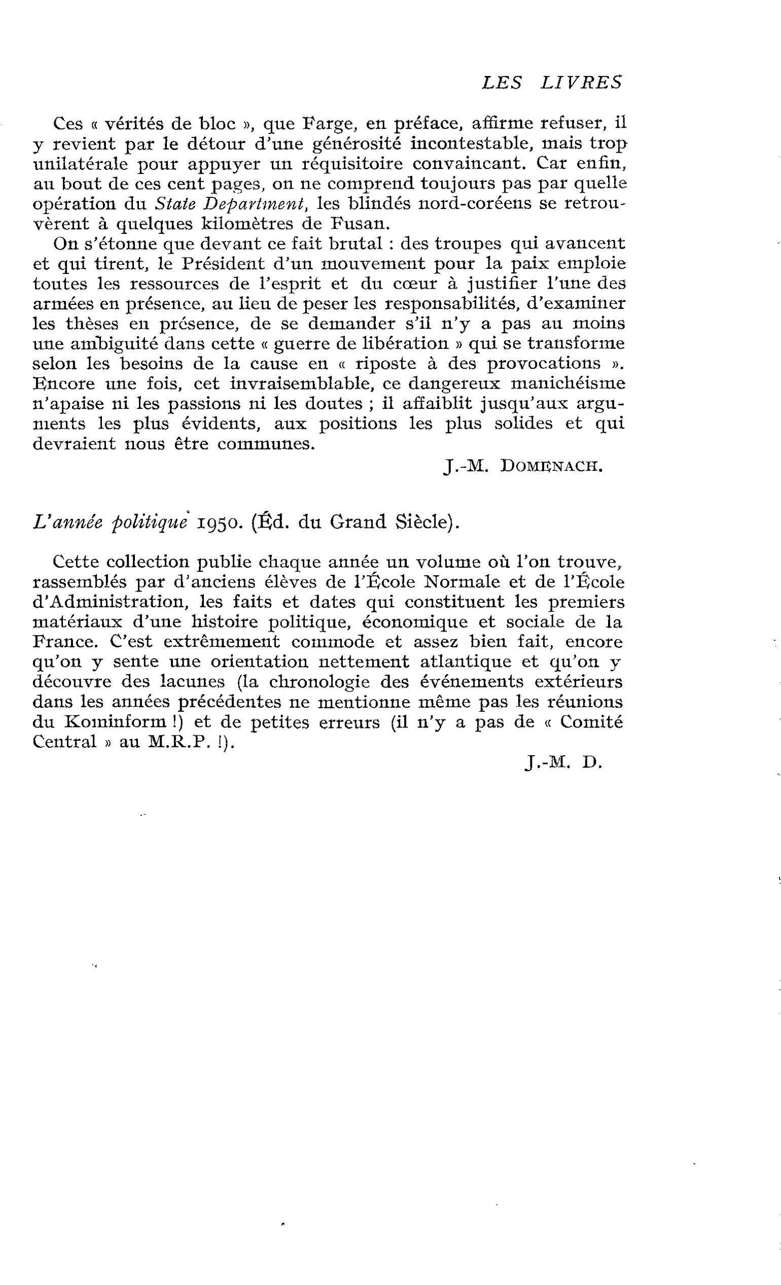 L’année politique 1950