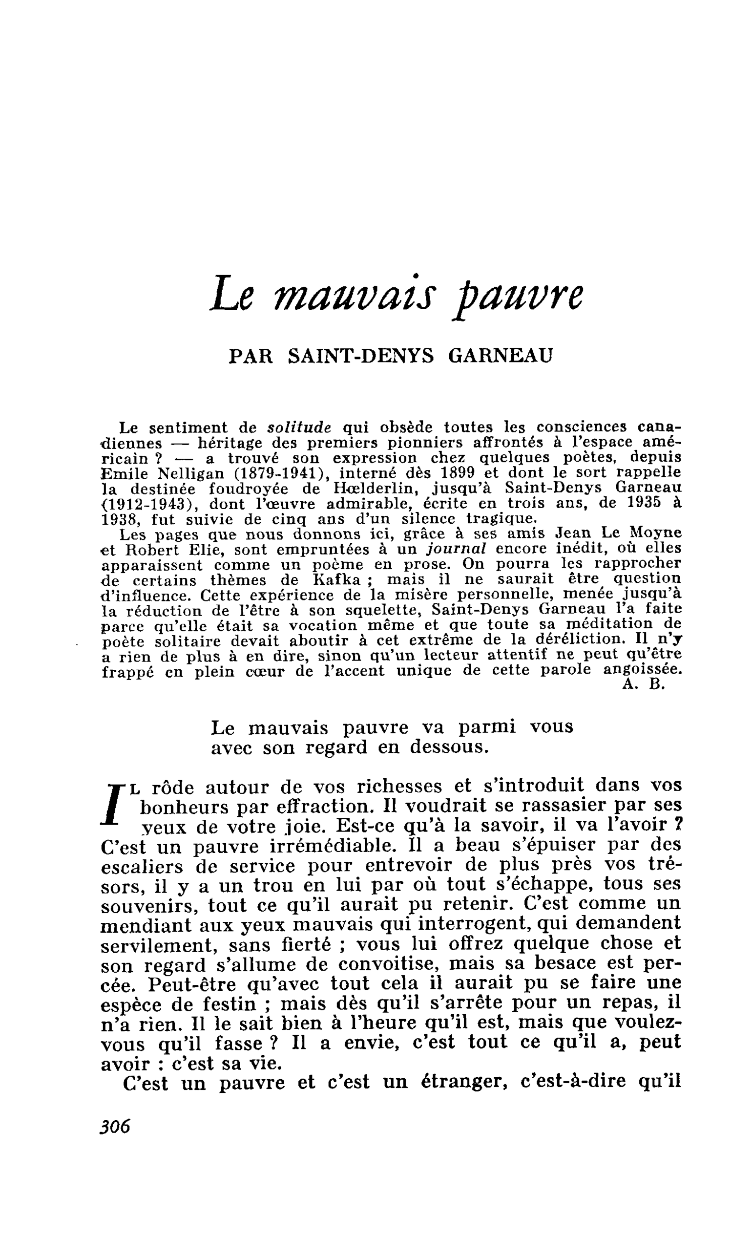 Le mauvais pauvre