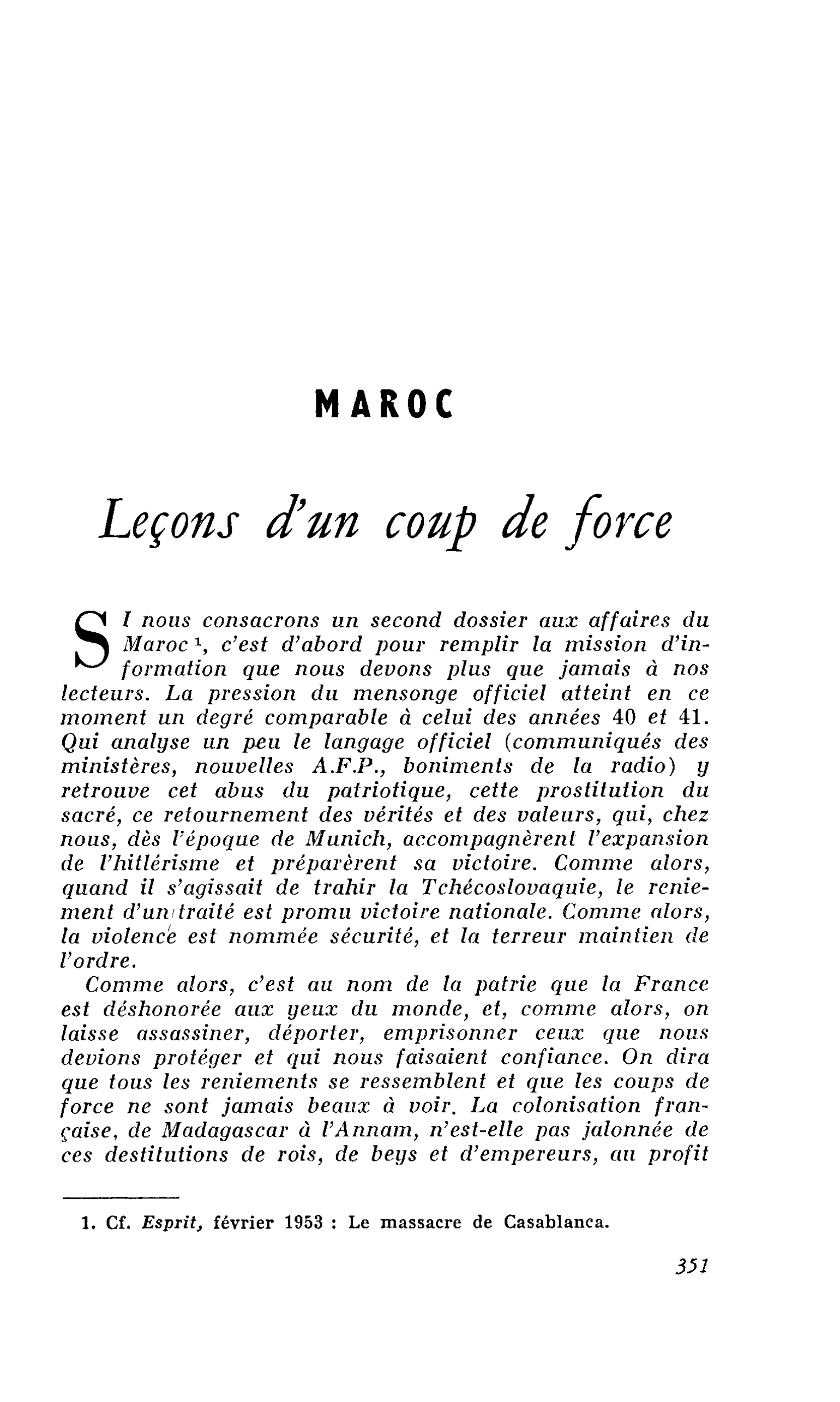 Leçons d’un coup de force