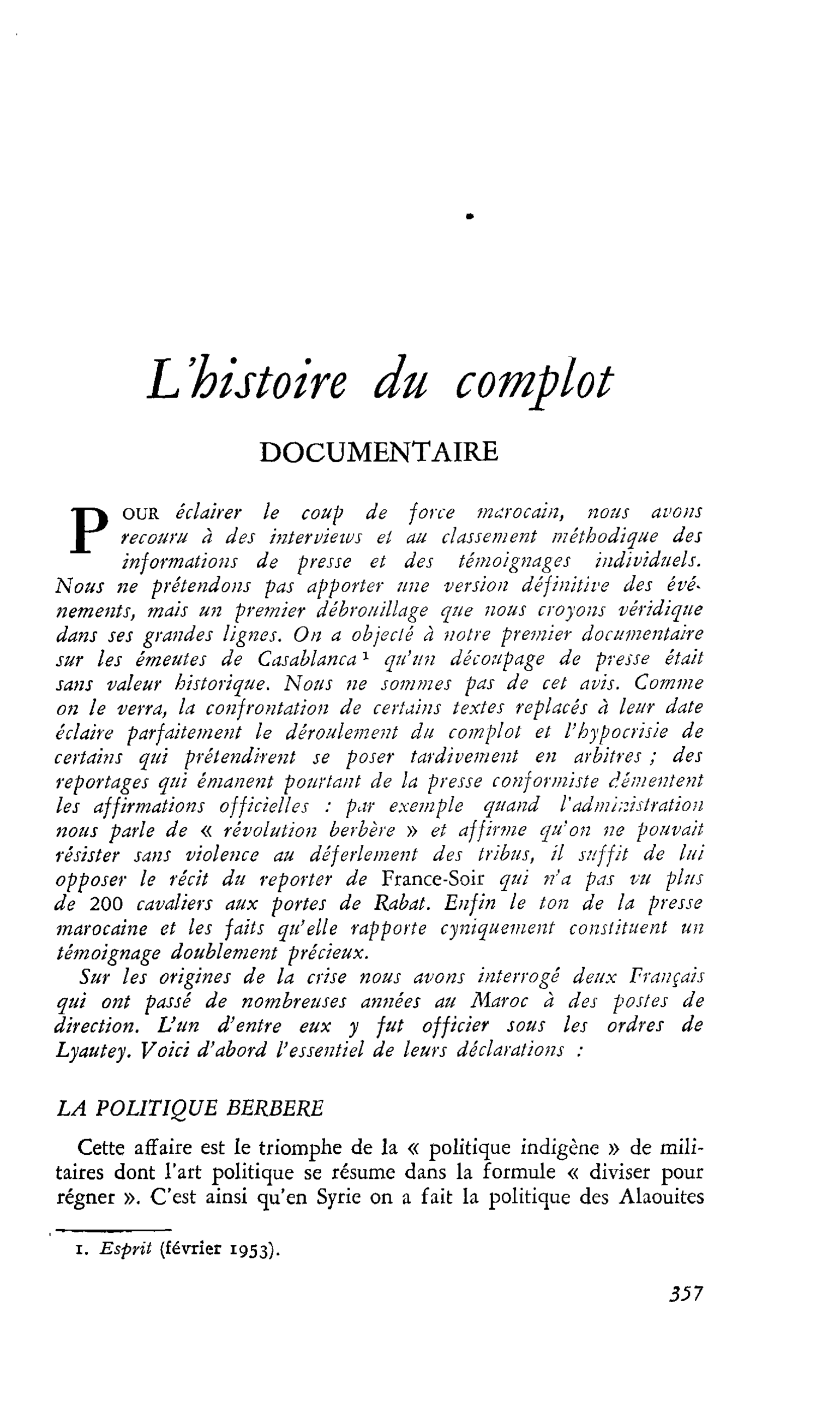 L’histoire du complot : DOCUMENTAIRE