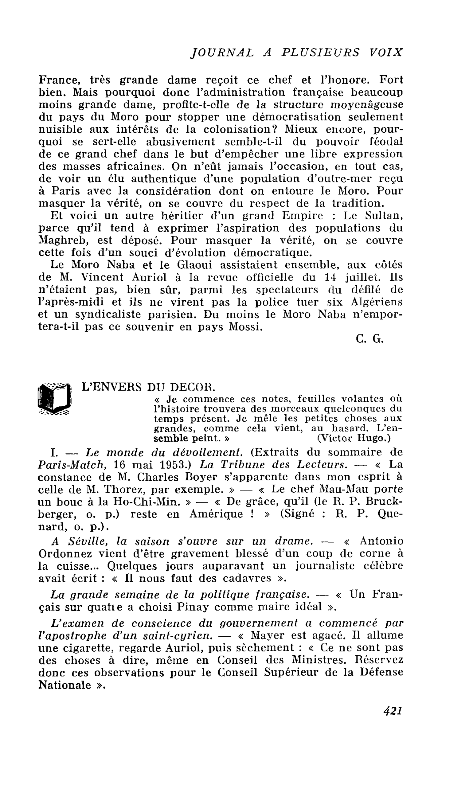 L’ENVERS DU DECOR