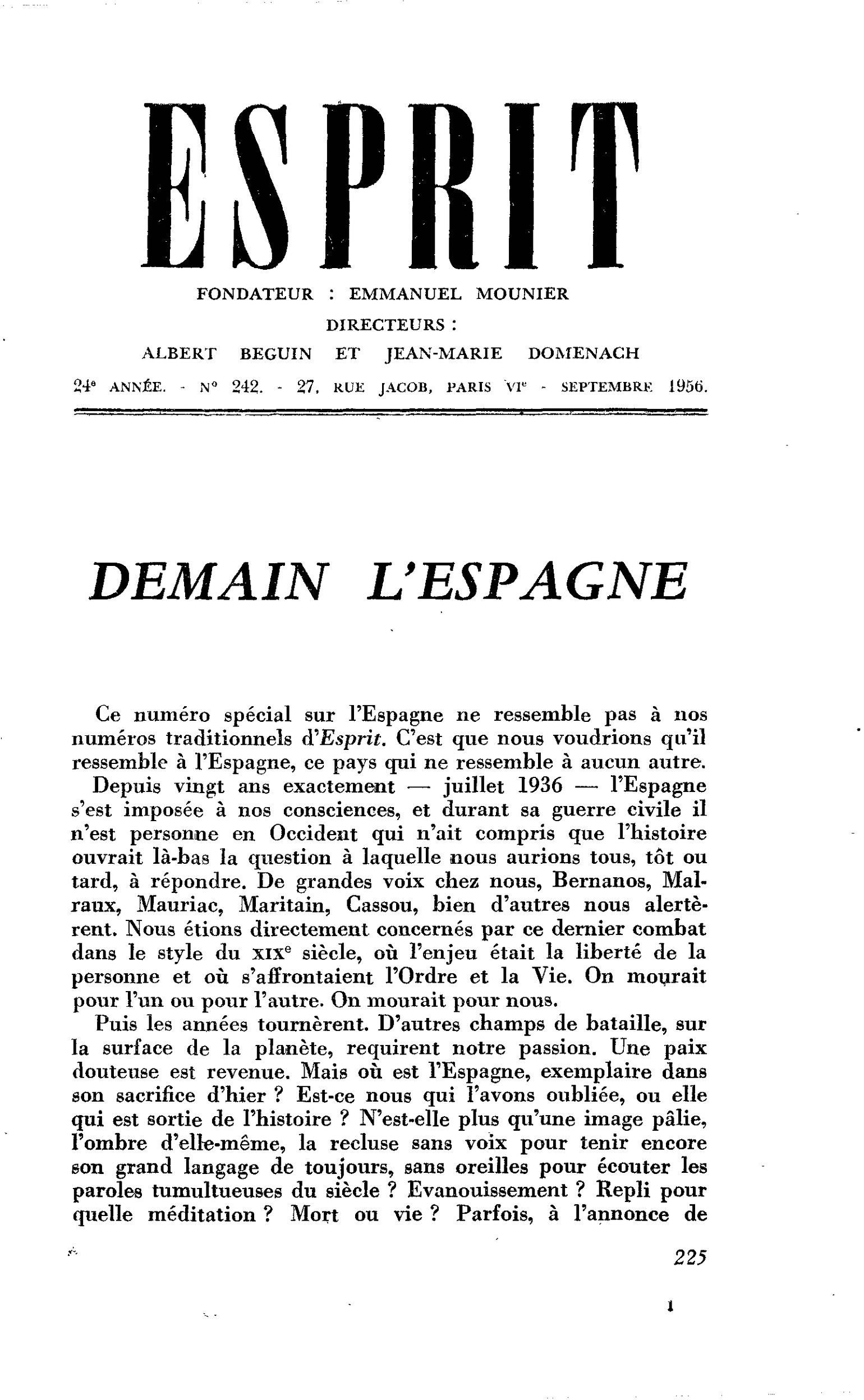DEMAIN L’ESPAGNE