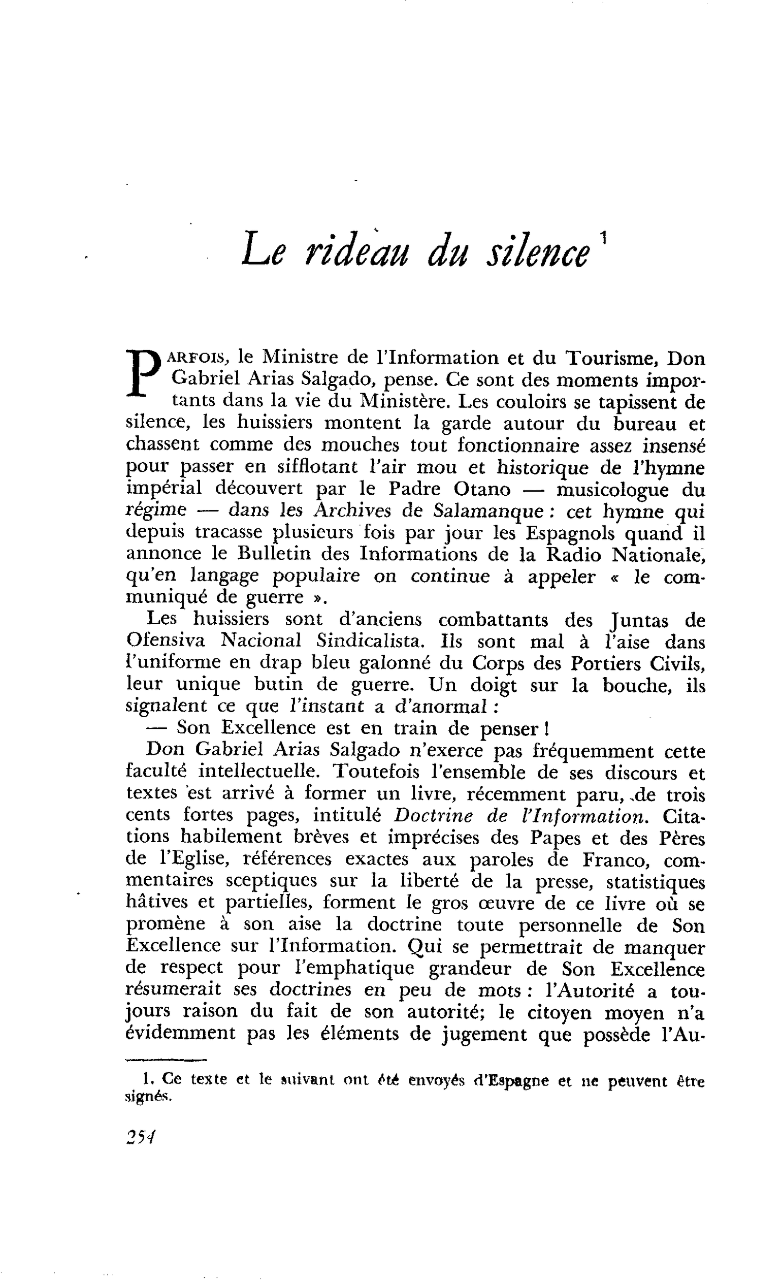 Le rideau du silence