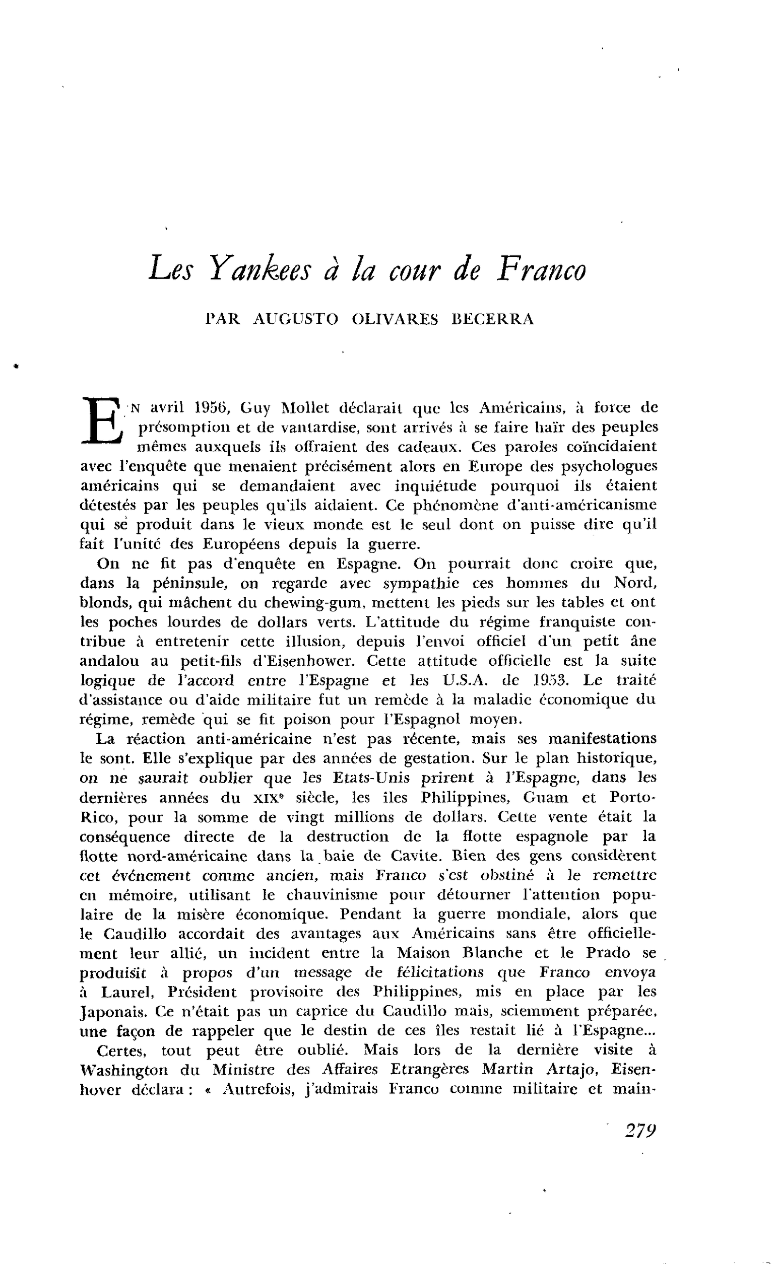 Les Yankees à la cour de Franco