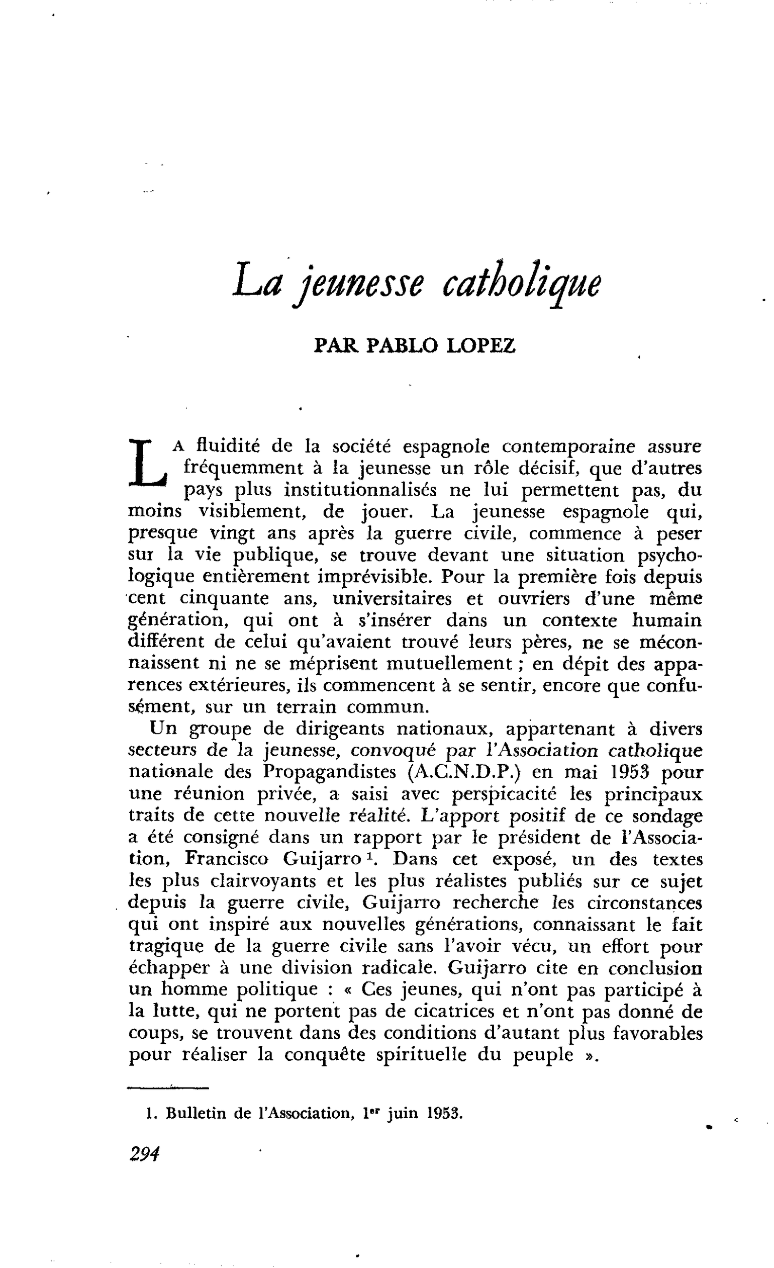 La jeunesse catholique