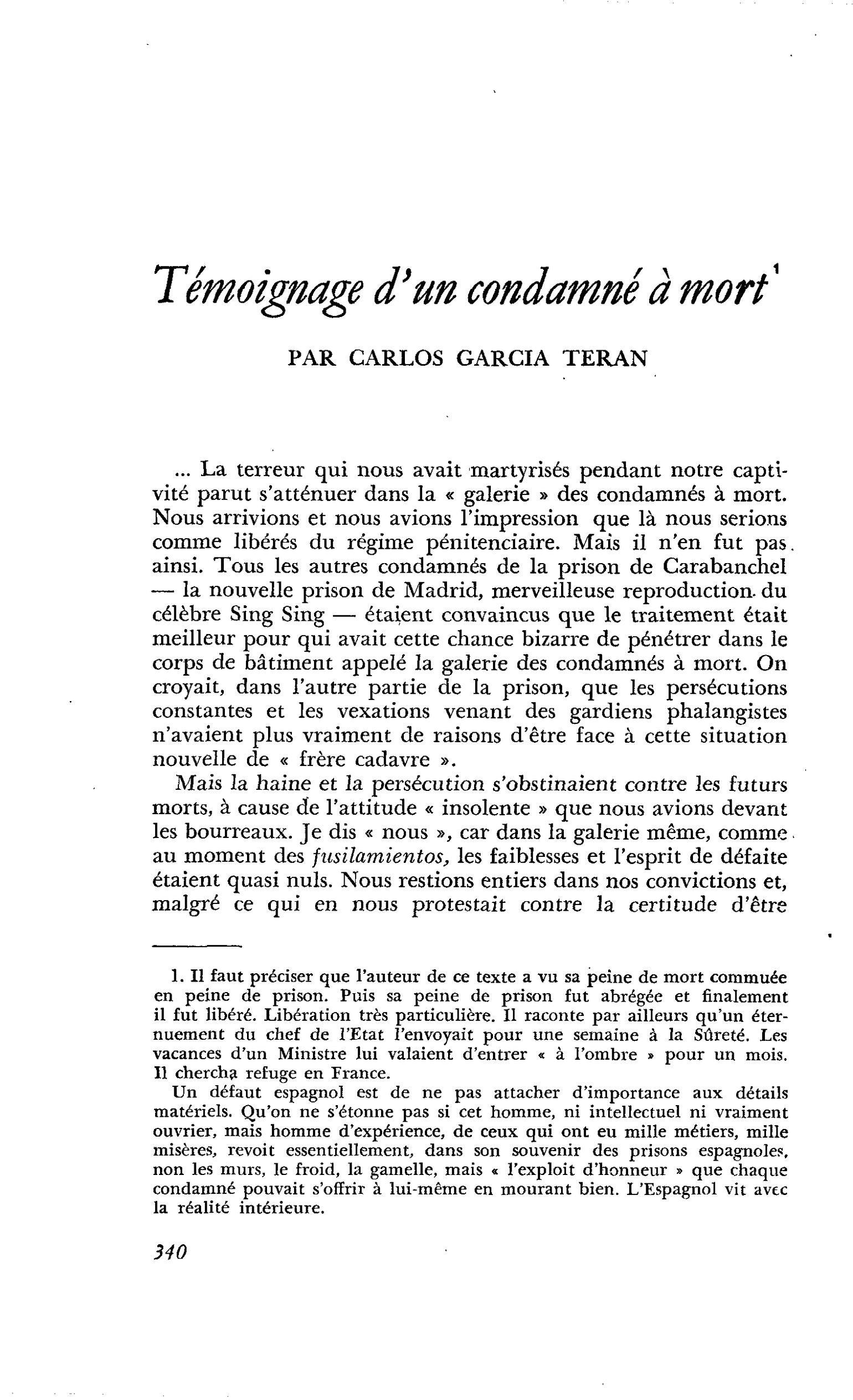 Témoignage d’un condamné à mort