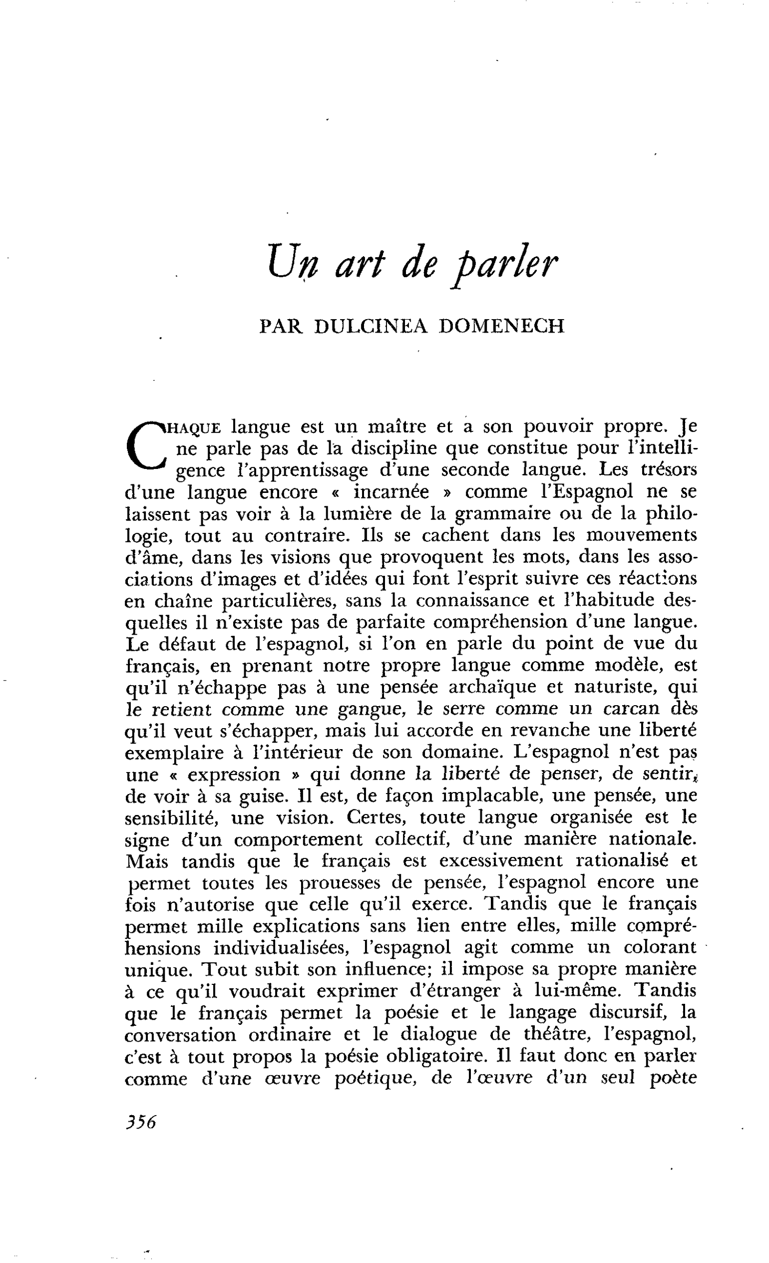Un art de parler