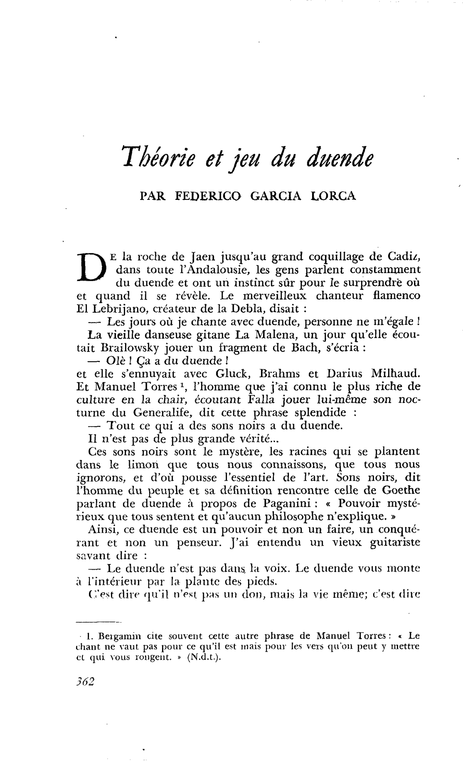 Théorie et jeu du duende