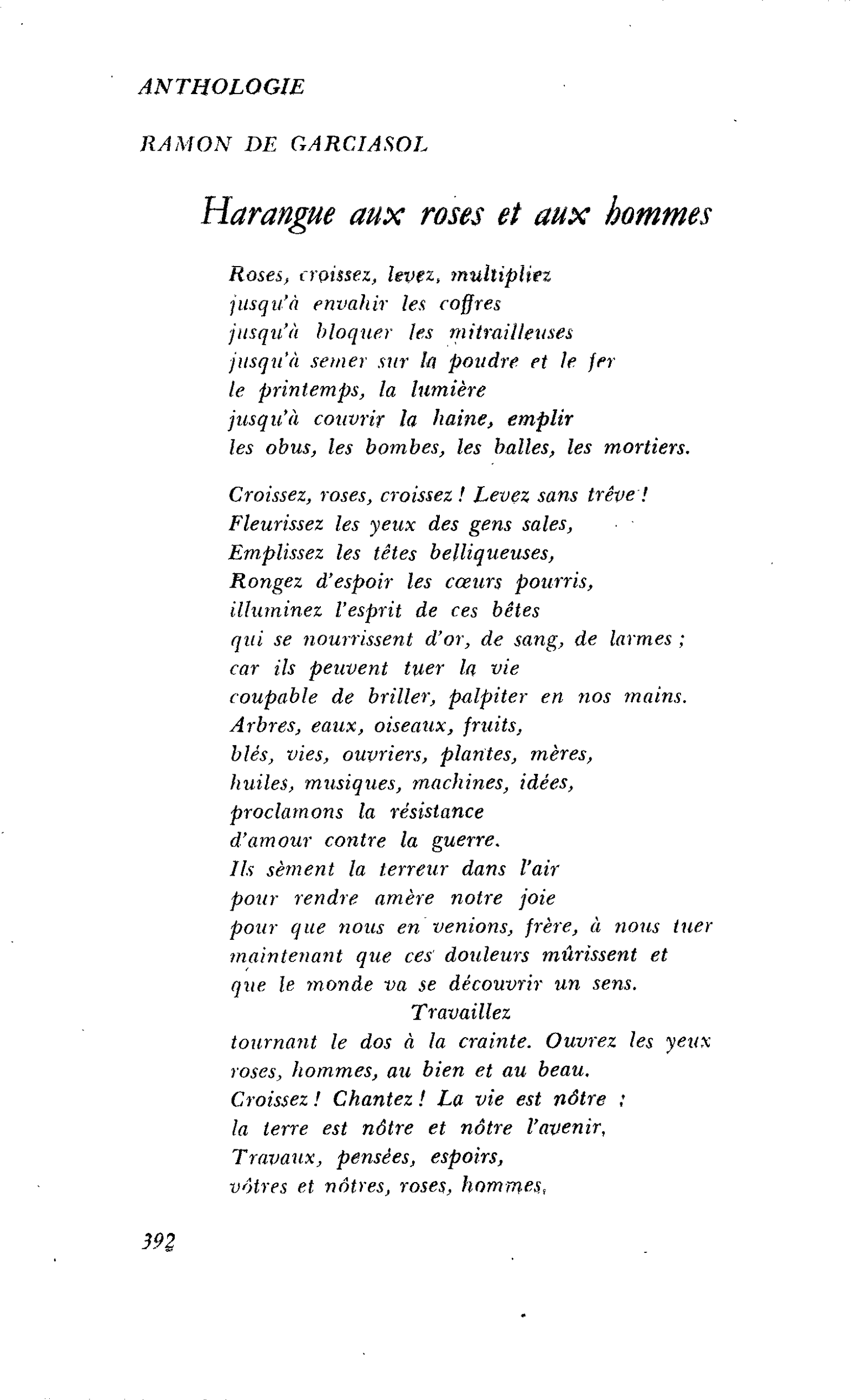 ANTHOLOGIE DE L’ESPÉRANCE : RAMON DE GARCIASOL
