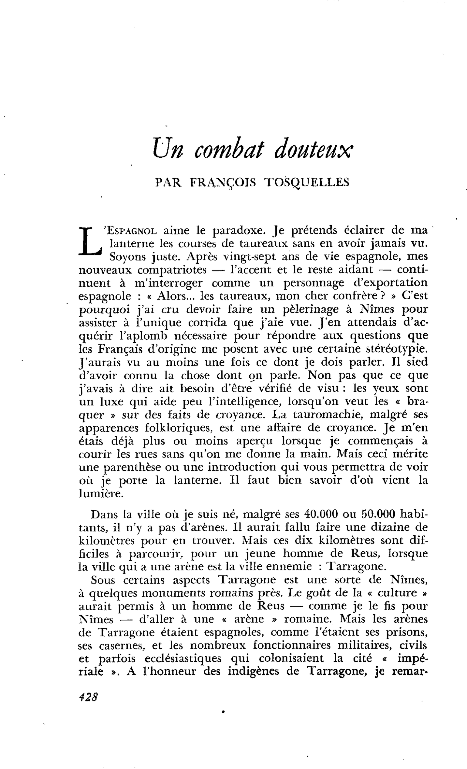Un combat douteux