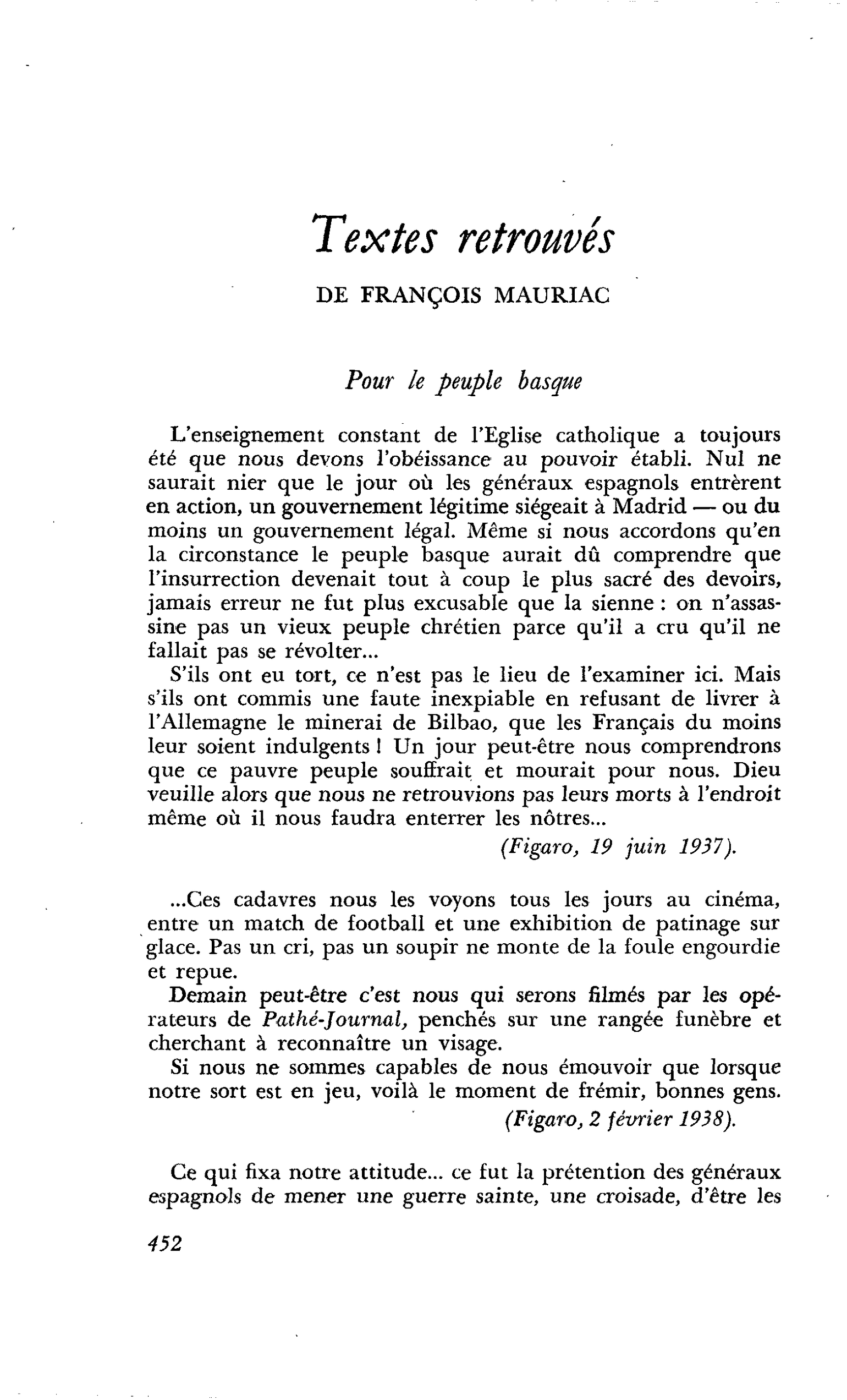 Textes retrouvés