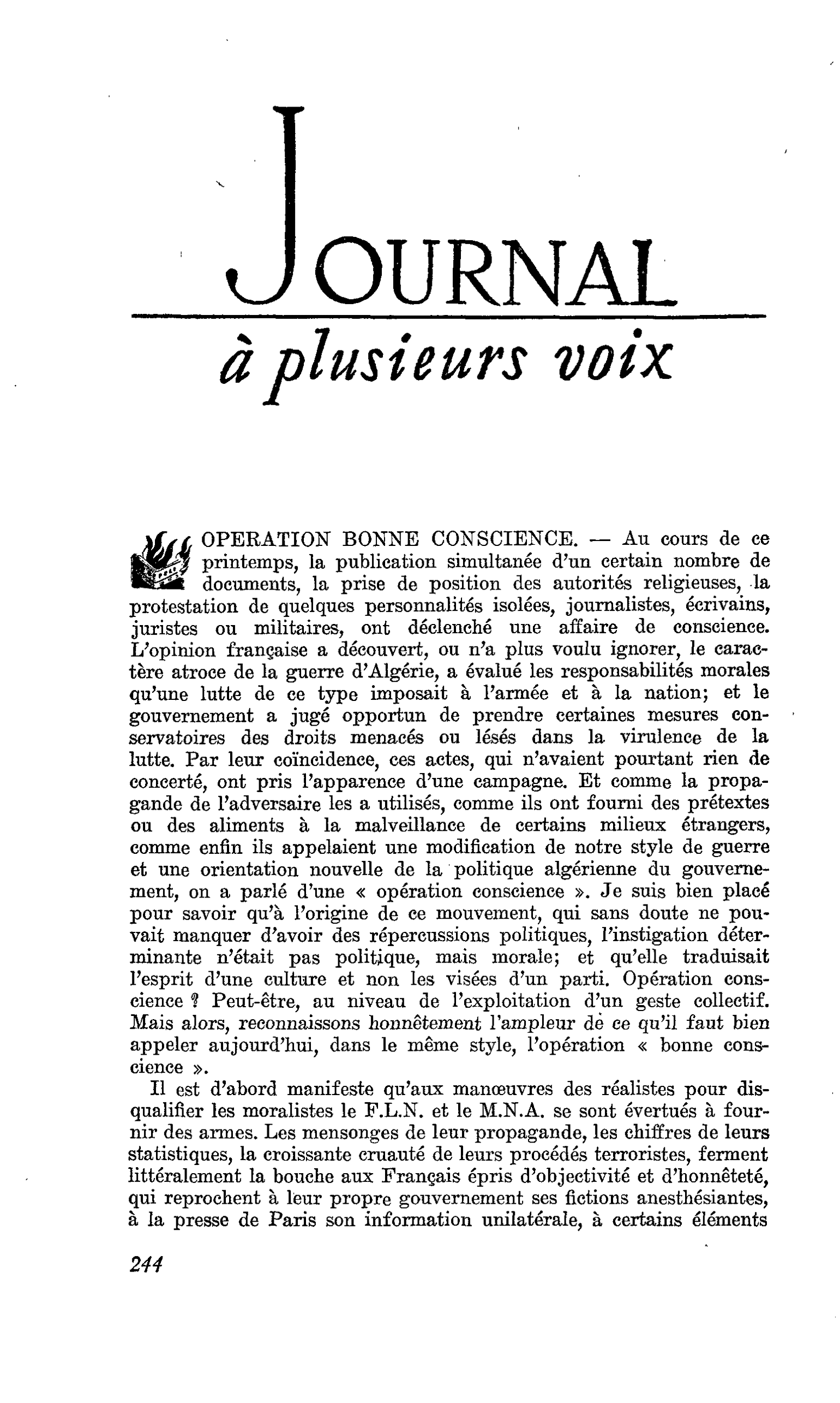 OPERATION BONNE CONSCIENCE