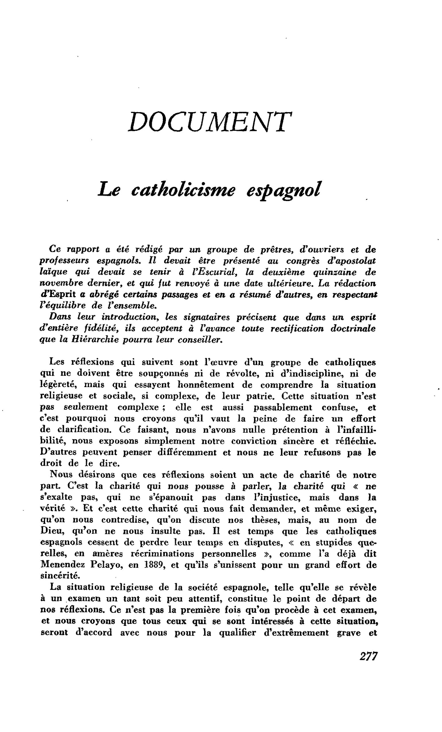 Le catholicisme espagnol