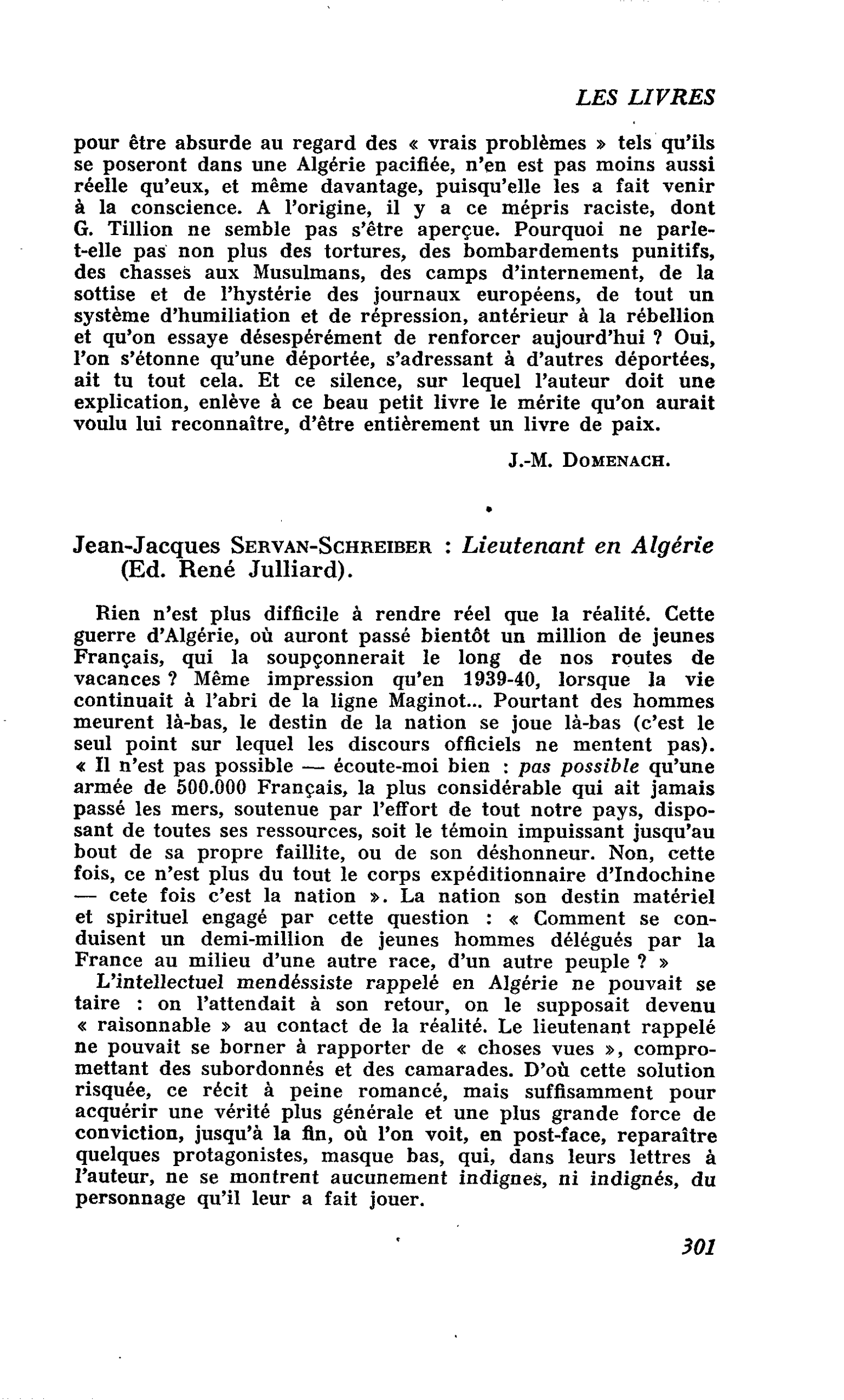Jean-Jacques Servan-Schreiber : Lieutenant en Algérie