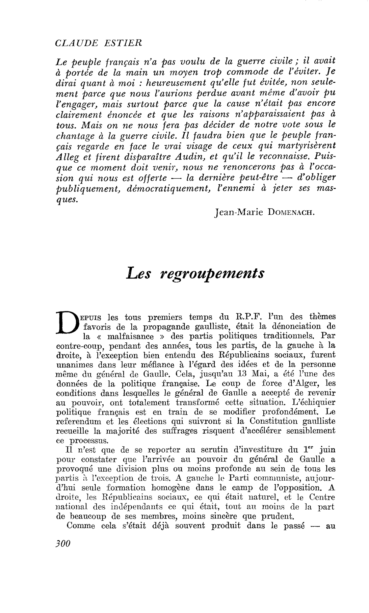 Les regroupements