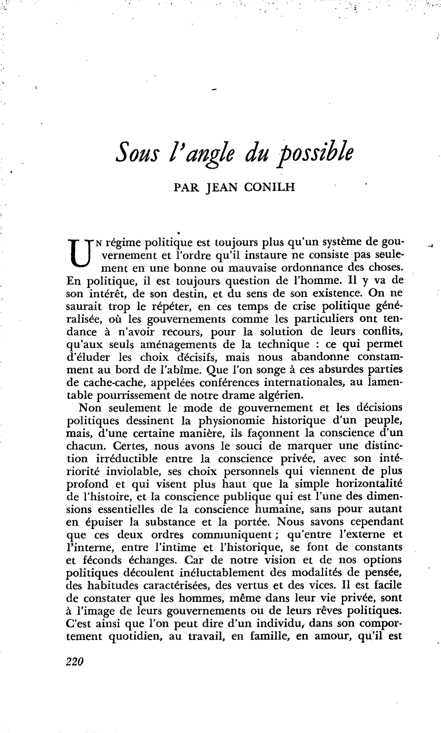 Sous l’angle du possible