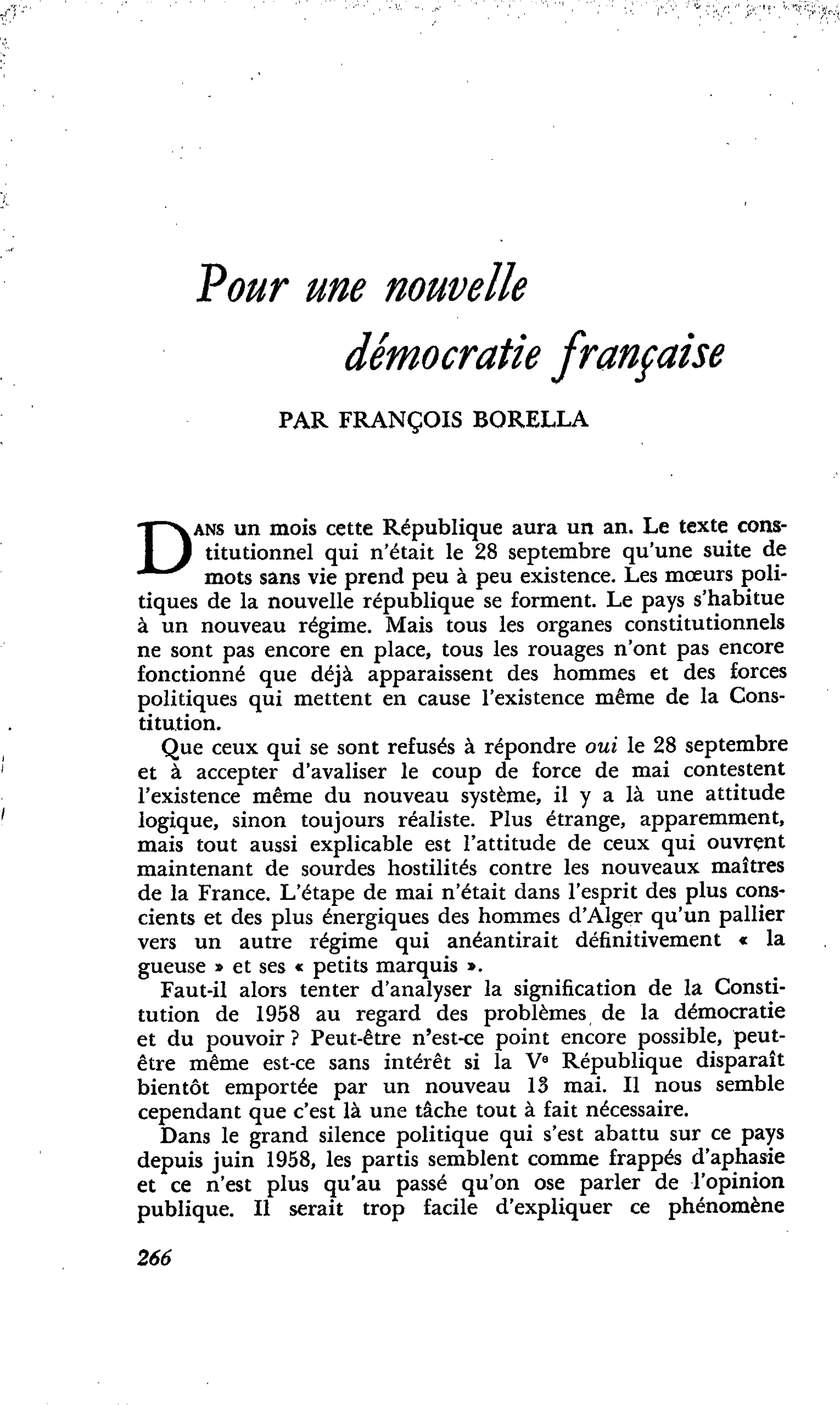 Four une nouvelle démocratie française