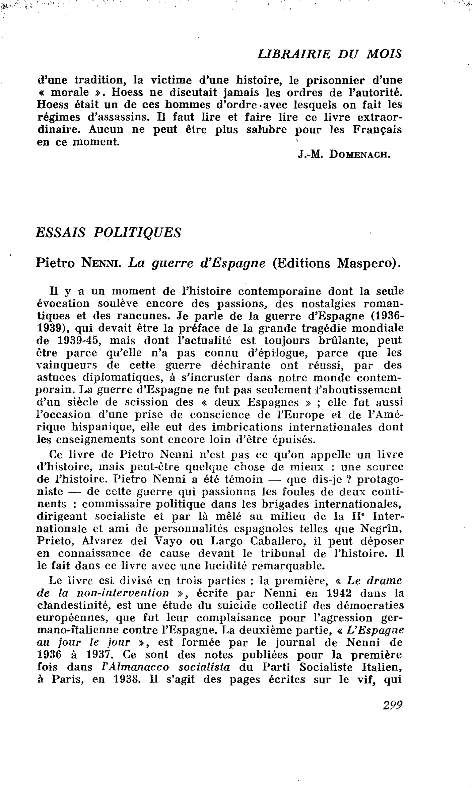 Pietro Nenni. La guerre d’Espagne
