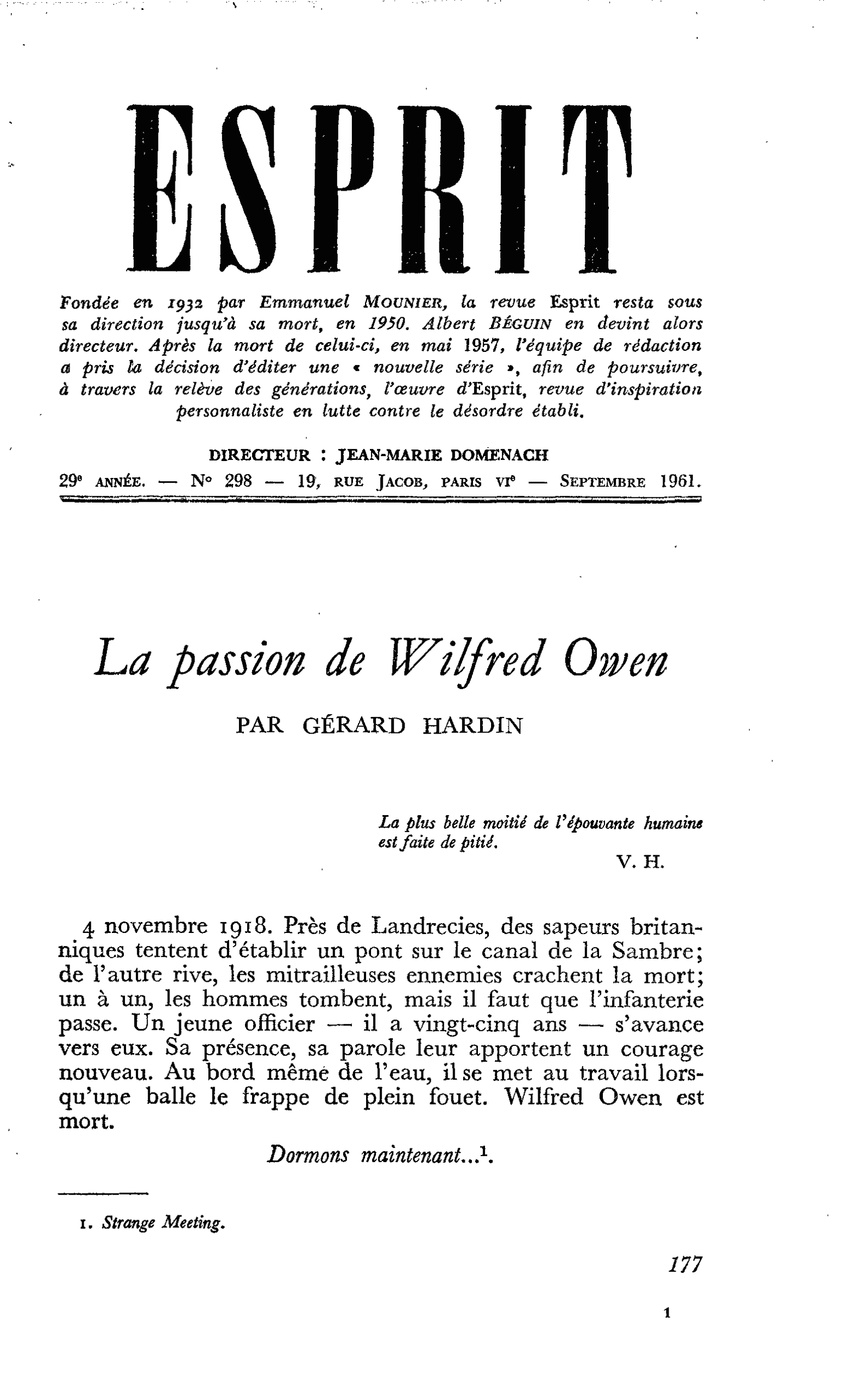 La passion de Wilfred Owen