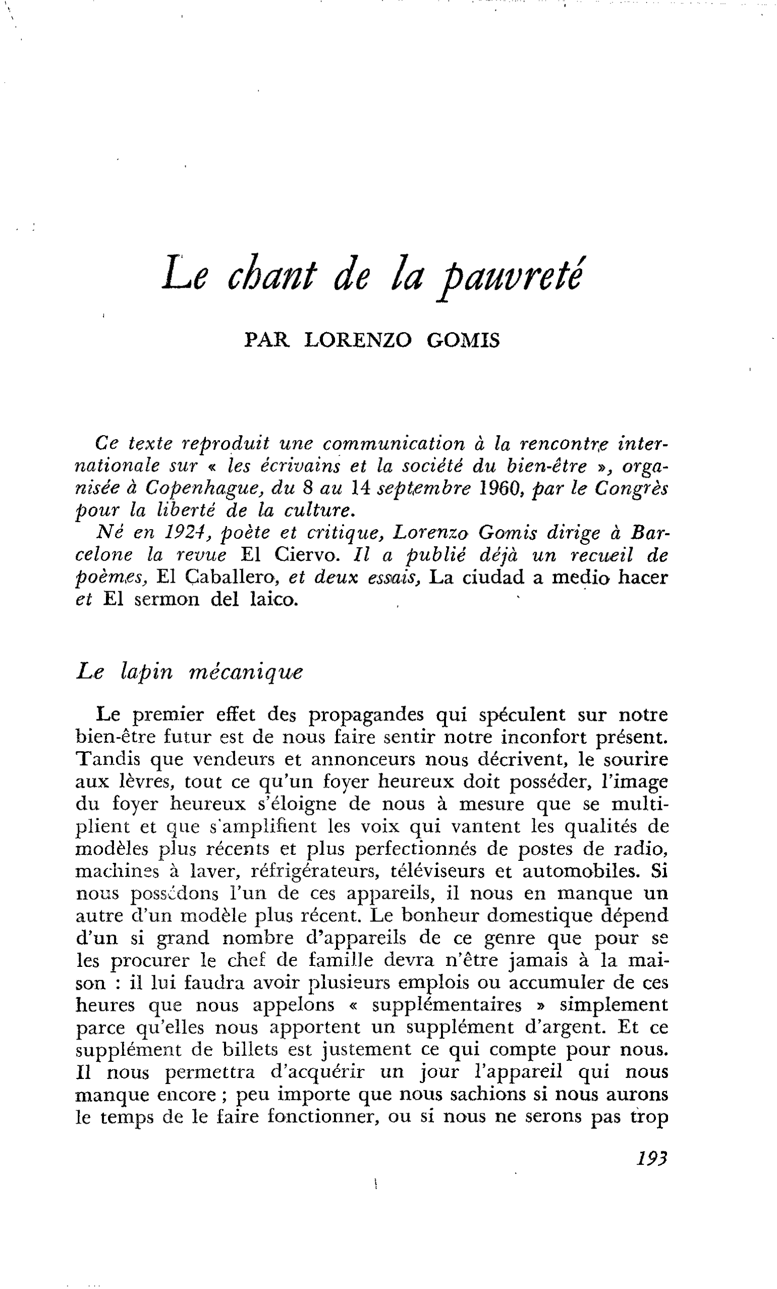 Le chant de la pauvreté