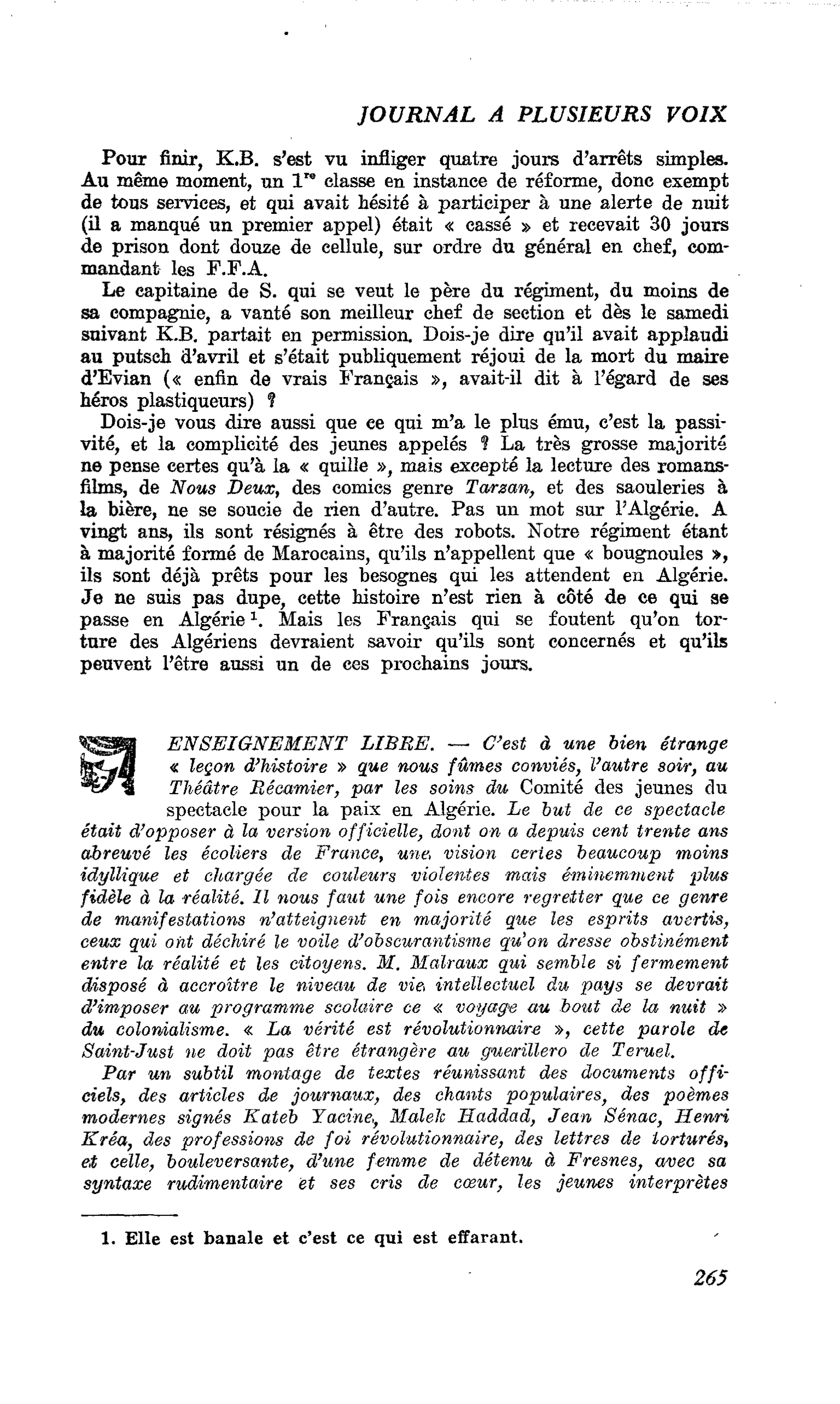 ENSEIGNEMENT LIBRE