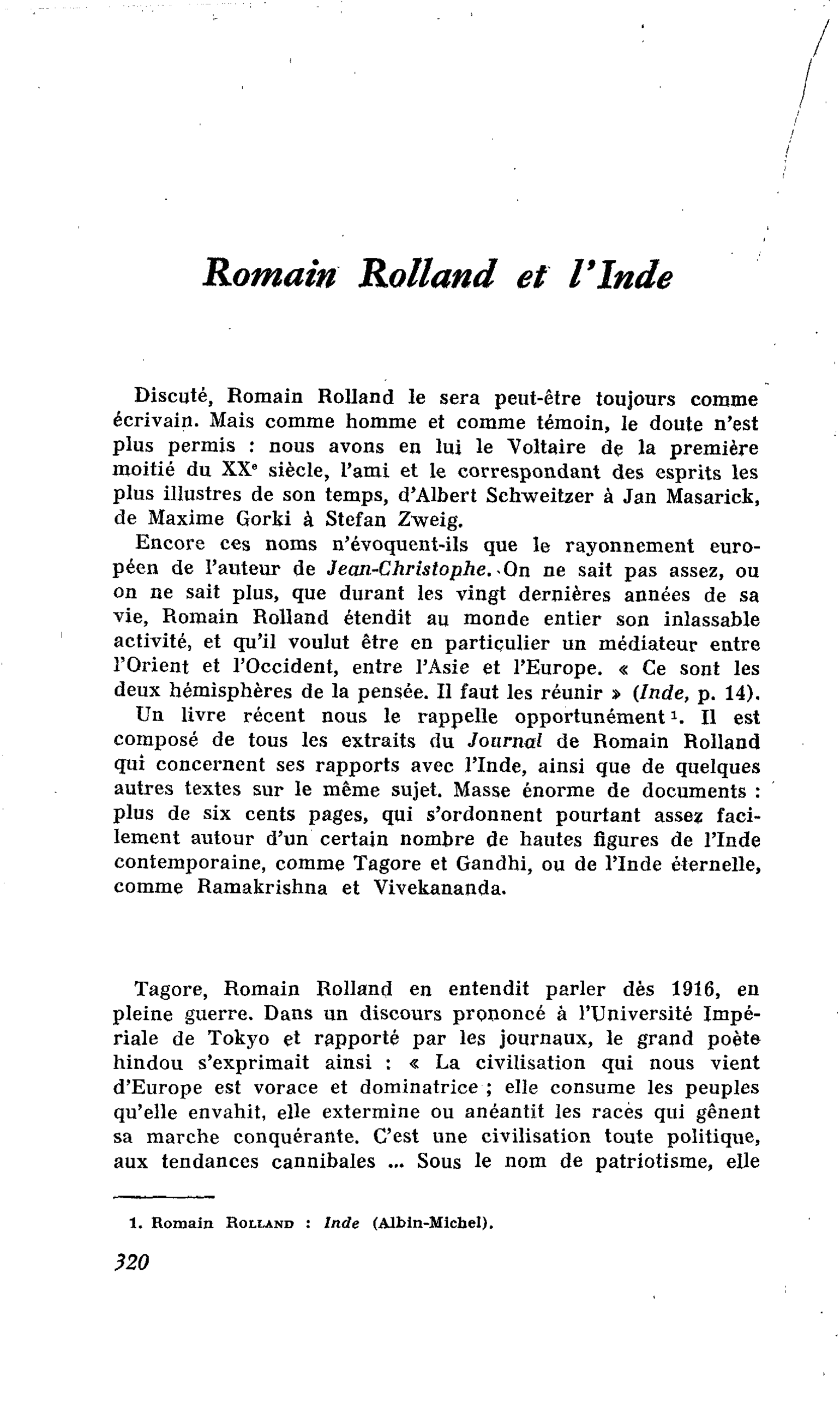 Romain Rolland et l’Inde