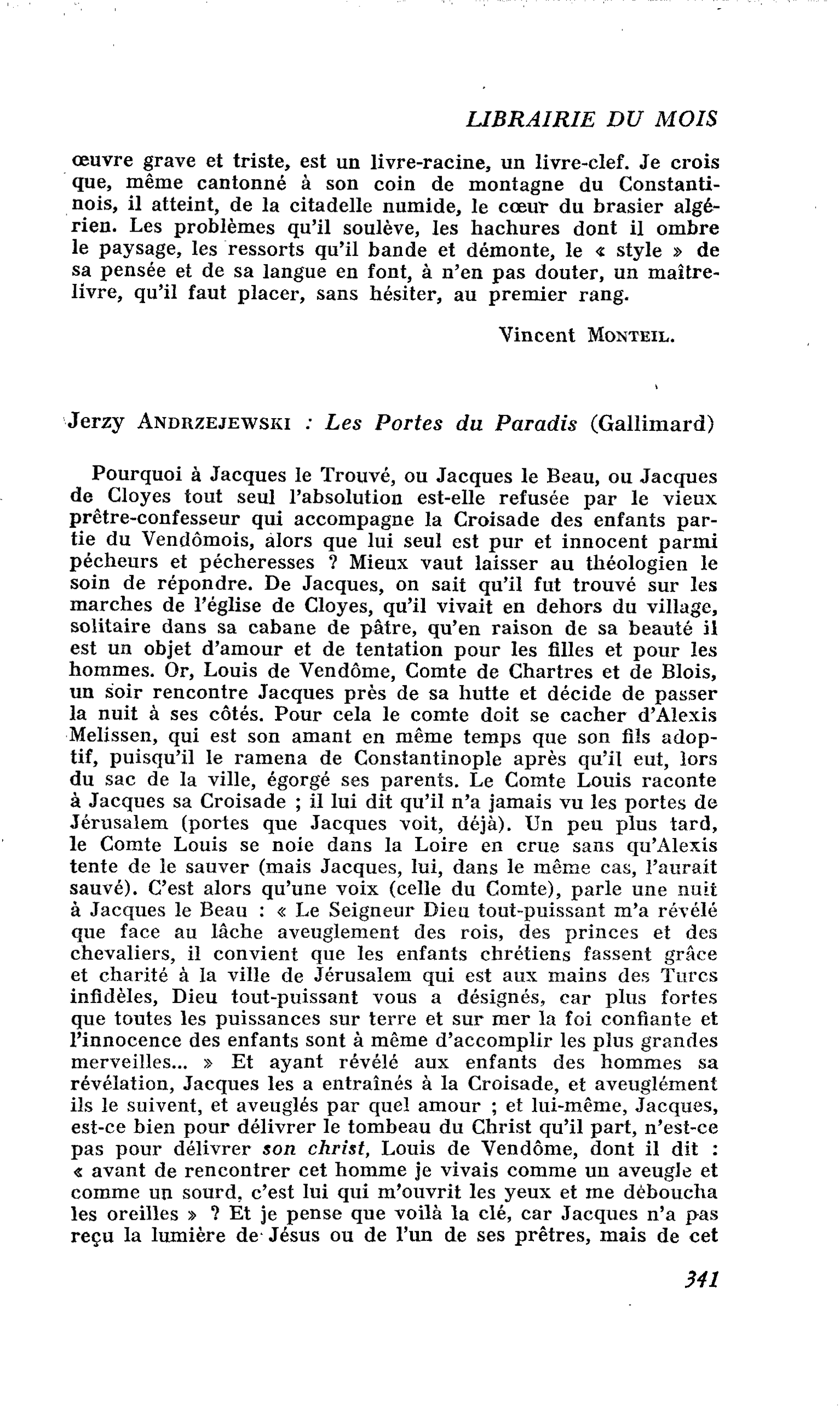 Jerzy Andrzejewski : Les Portes du Paradis