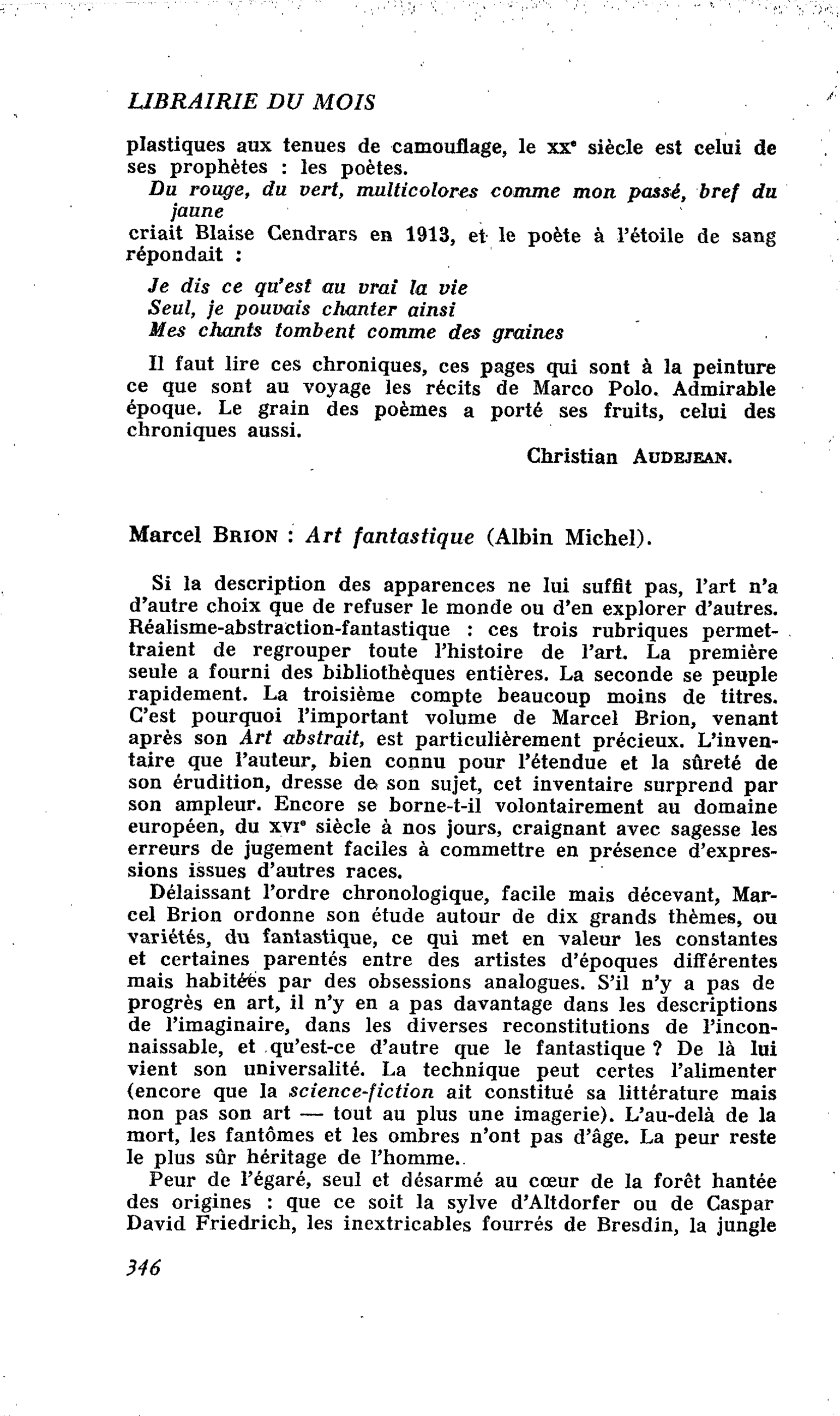 Marcel Brion : Art fantastique