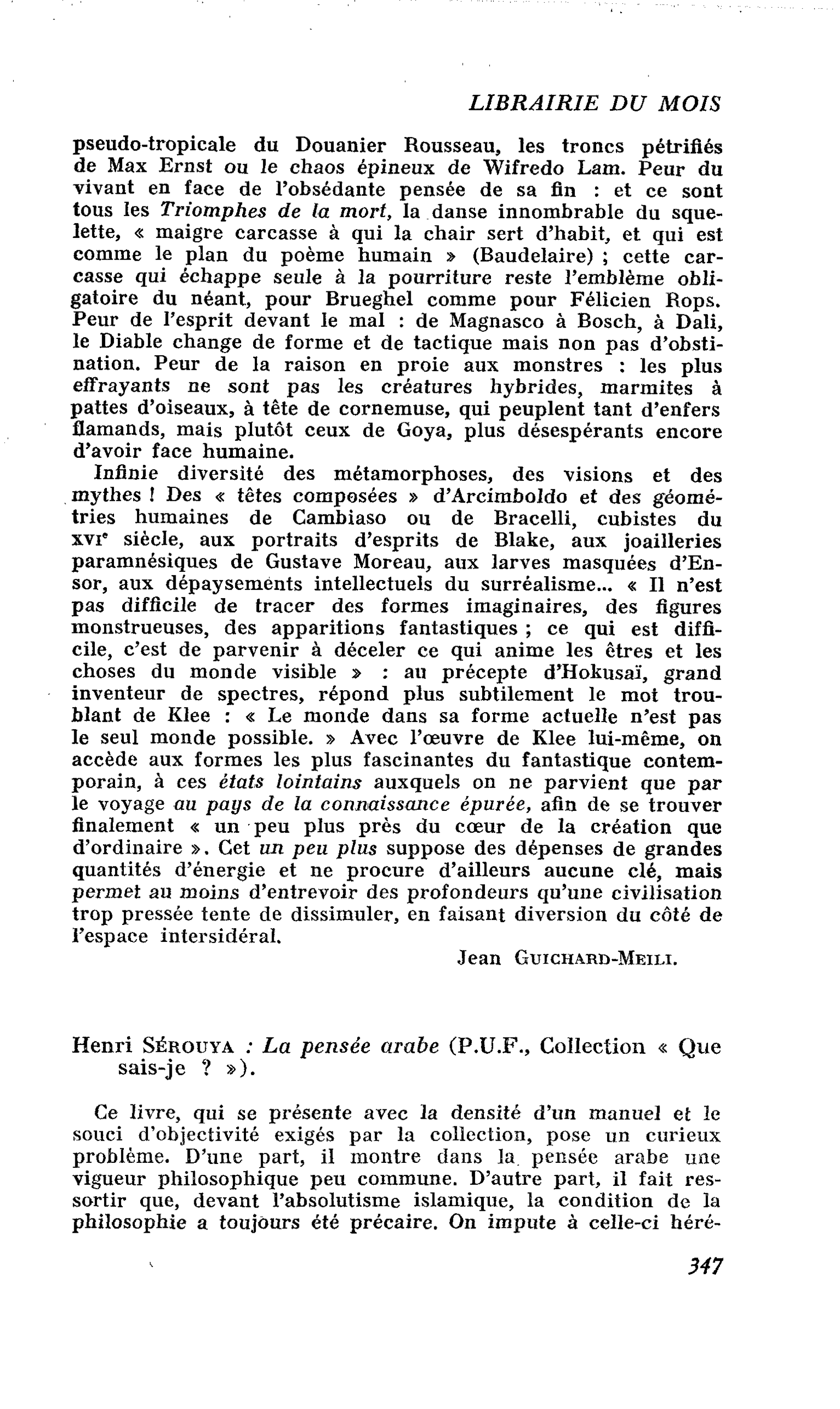 Henri Sérouya : La pensée arabe
