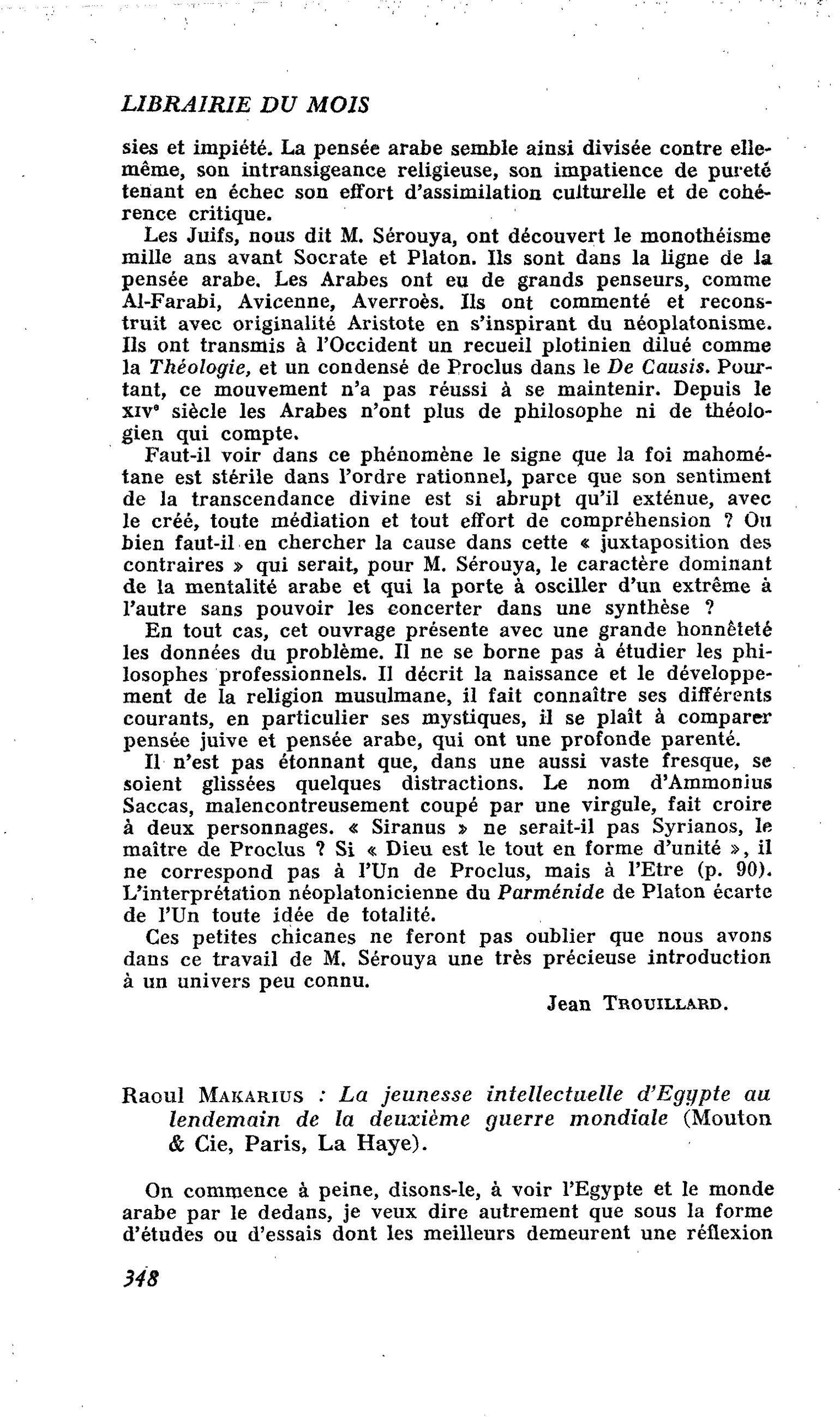 Raoul Makarius : La jeunesse intellectuelle d’Egypte au lendemain de la deuxième guerre mondiale