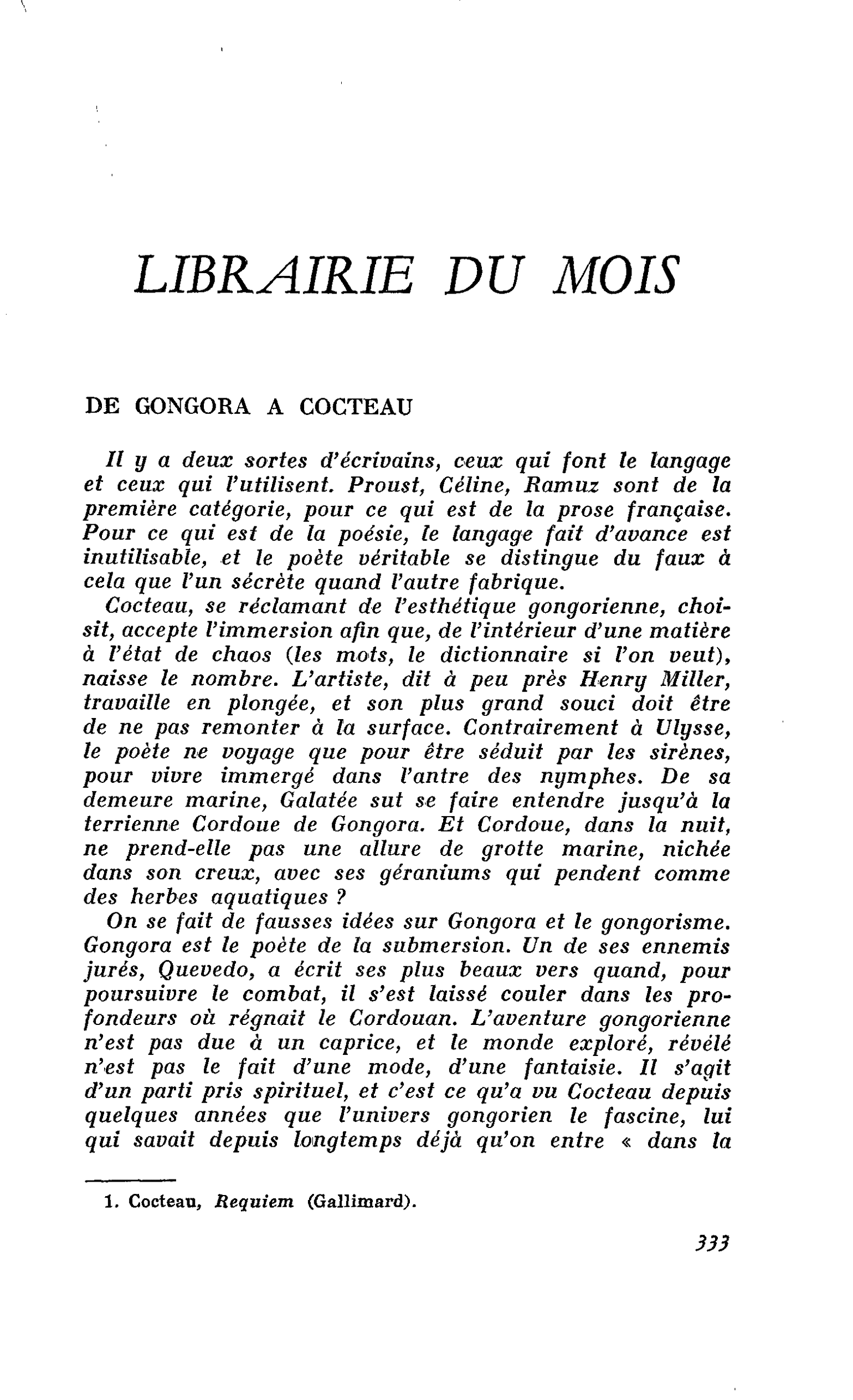 DE GONGORA A COCTEAU