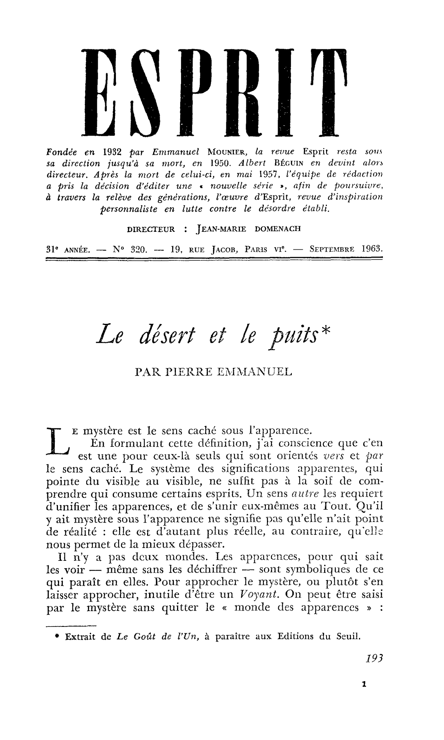 Le désert et le puits