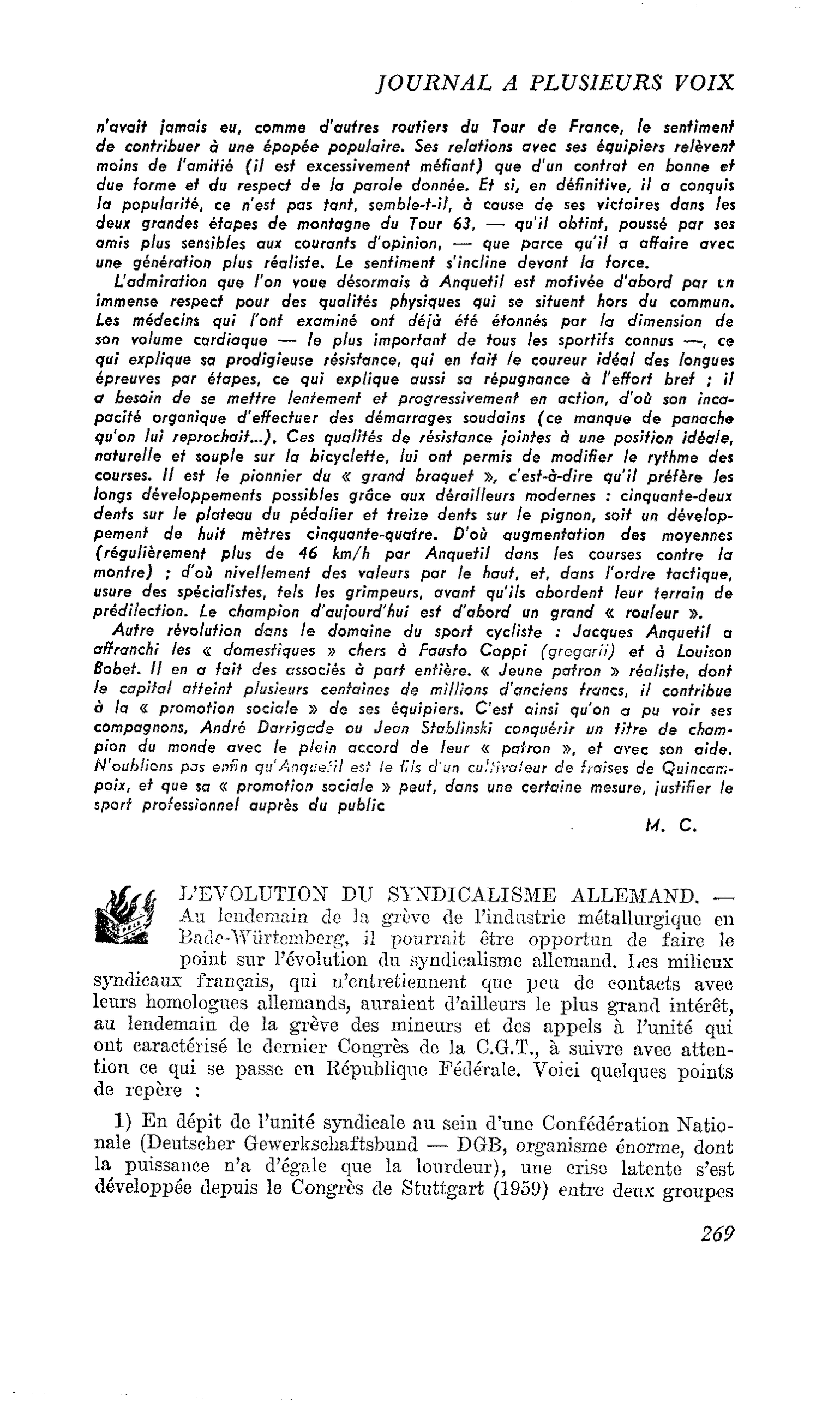 L’EVOLUTION DU SYNDICALISME ALLEMAND