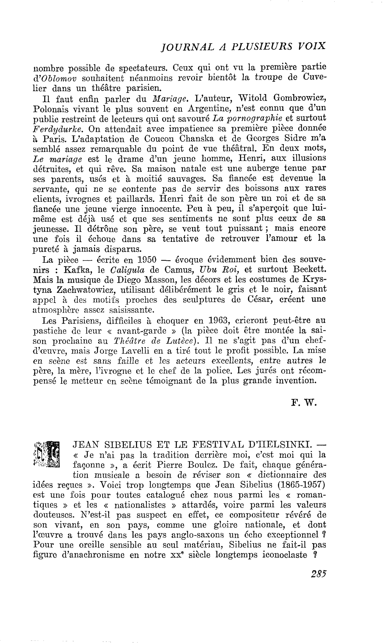 JEAN SIBELIUS ET LE FESTIVAL D’HELSINKI