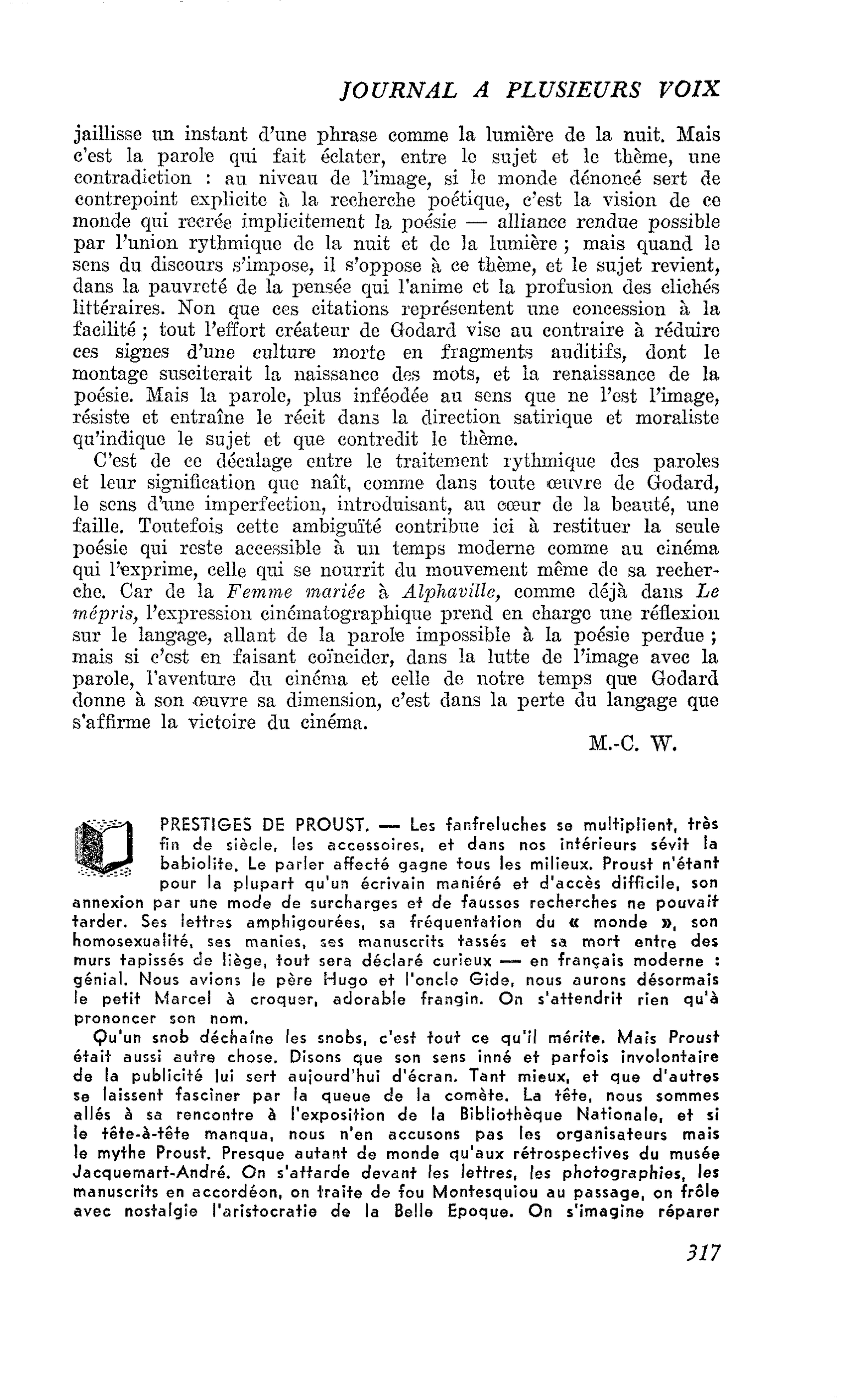 PRESTIGES DE PROUST
