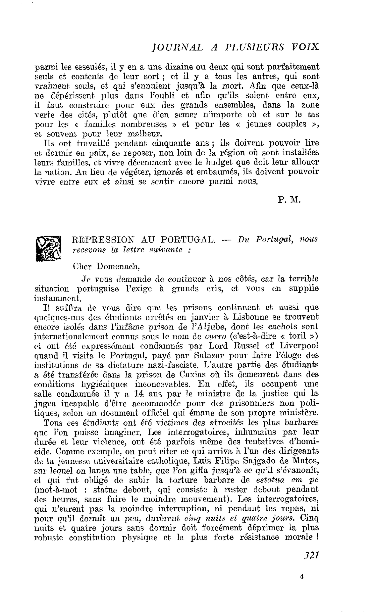 REPRESSION AU PORTUGAL